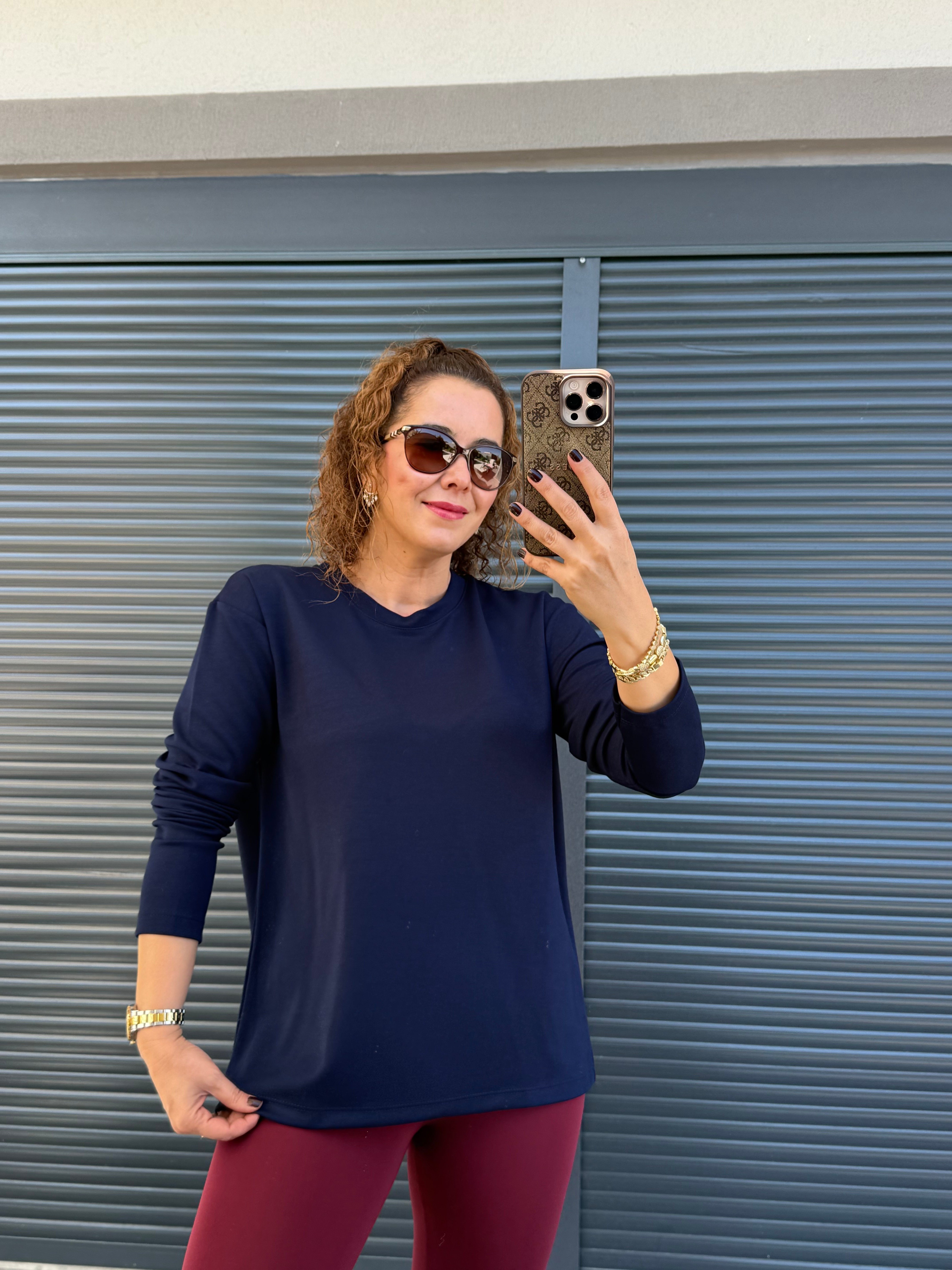 Modal Kumaş Uzun Kollu Basic Lacivert 