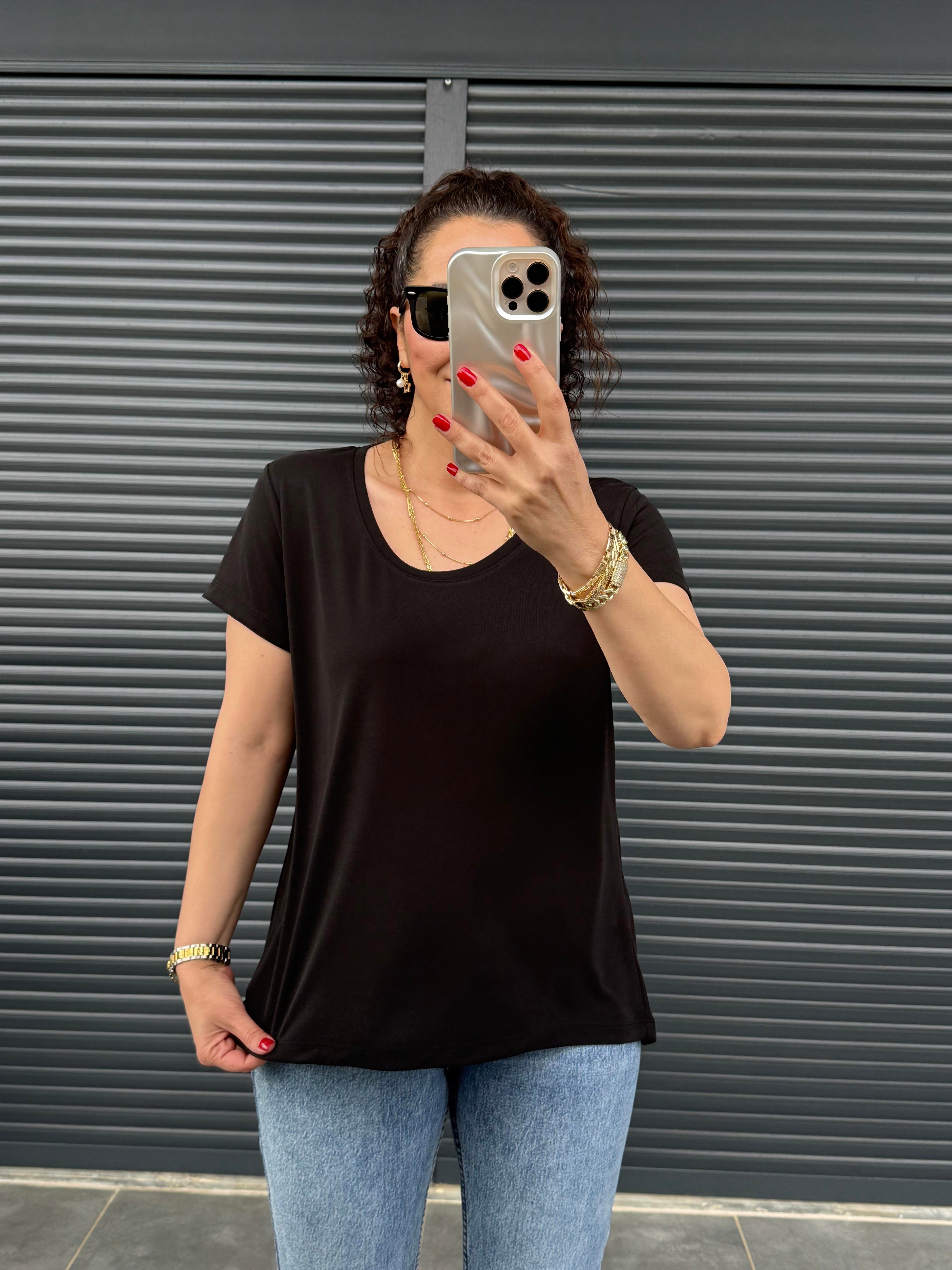 Premiım Bisiklet Yaka Basic T-shirt Siyah