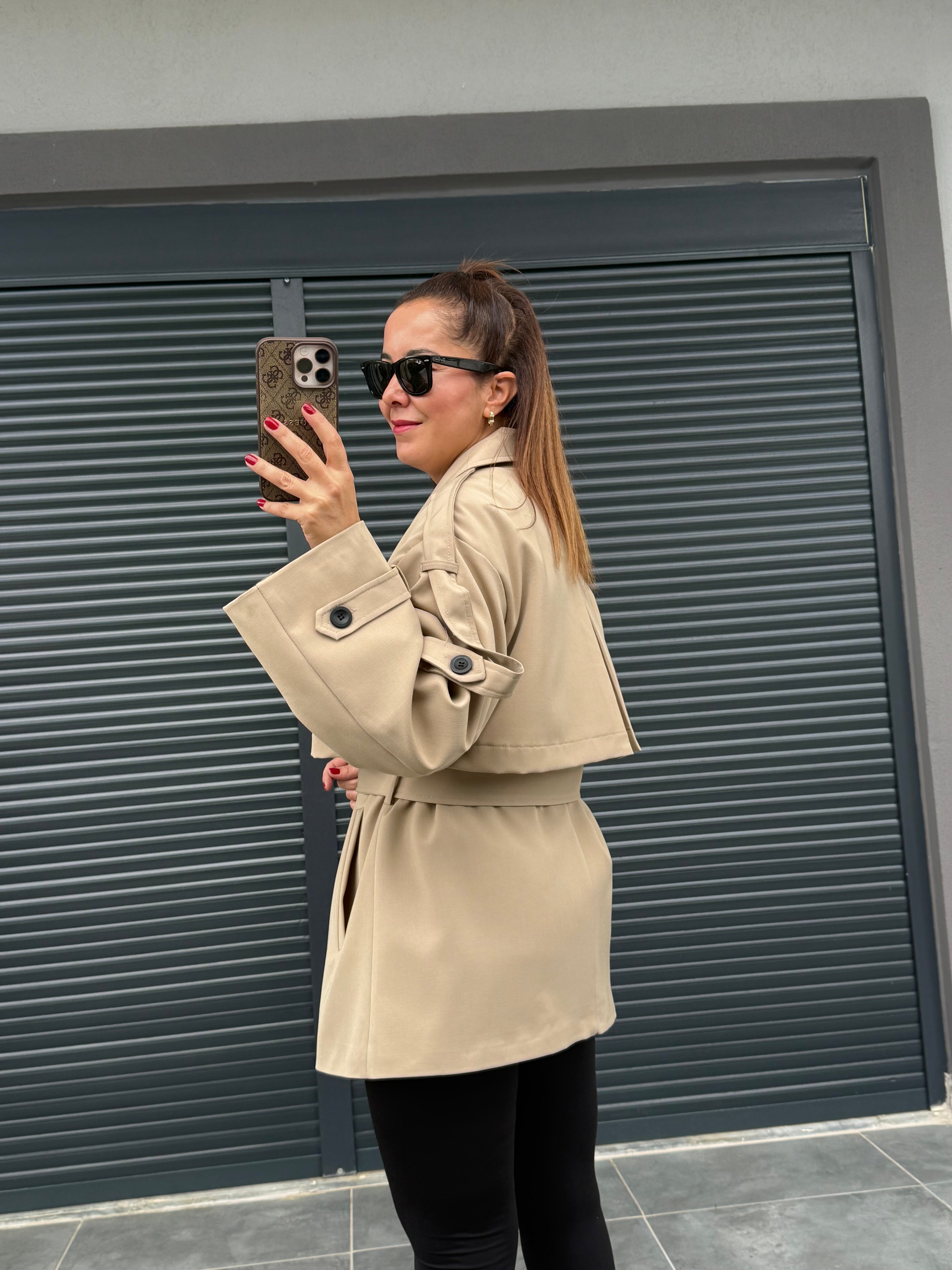 Premium Apoletli Trenç Camel