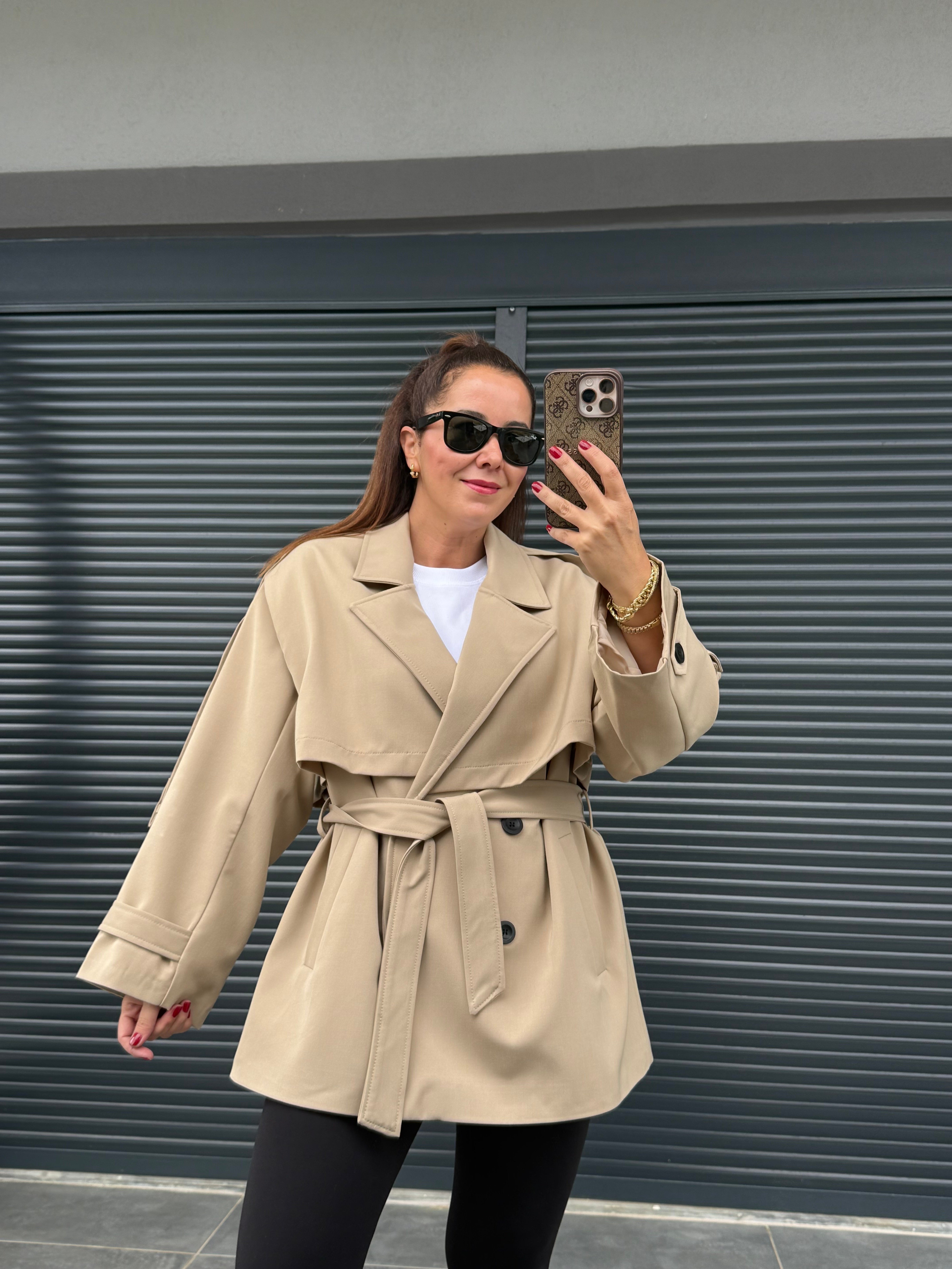 Premium Apoletli Trenç Camel