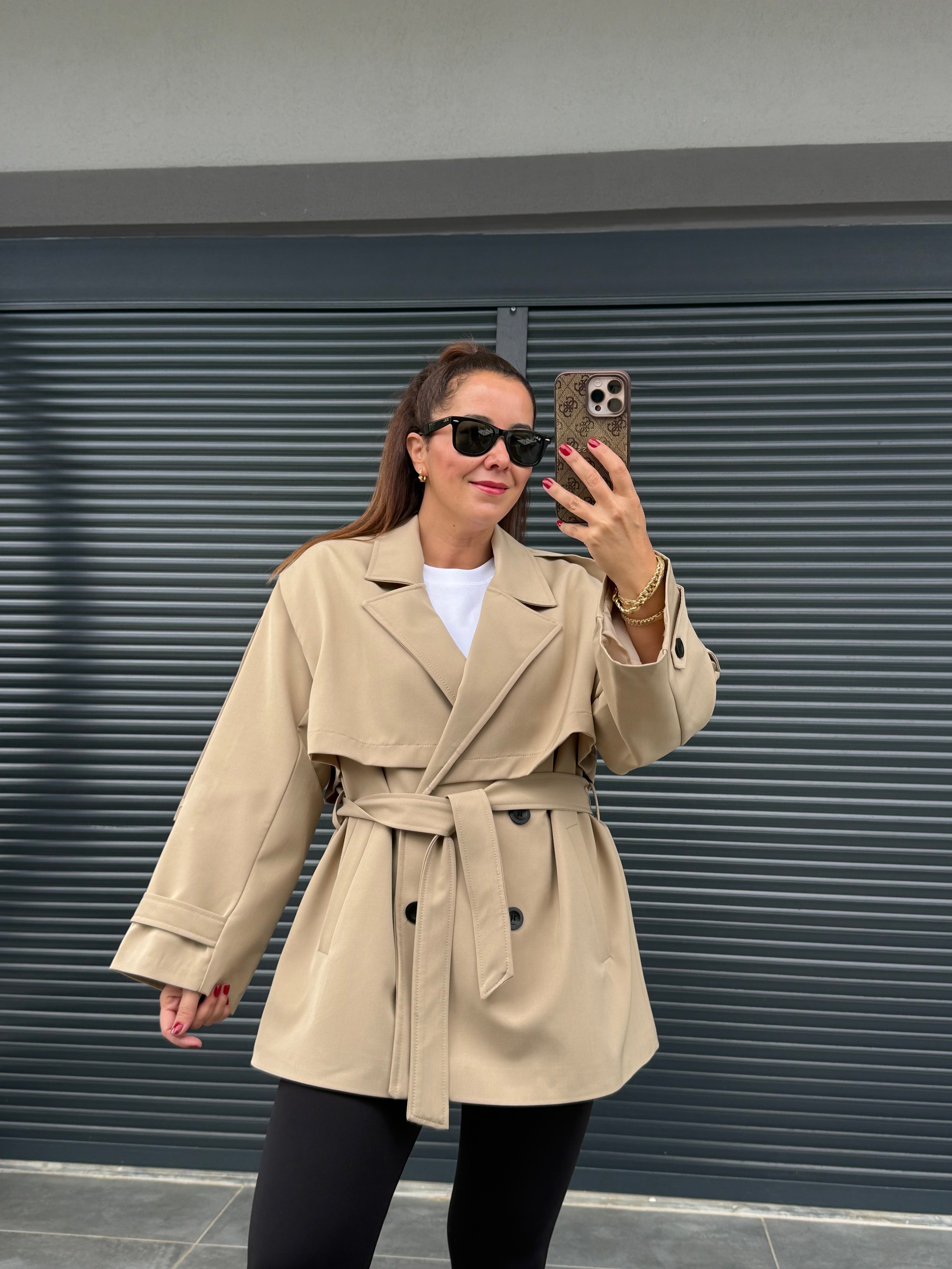 Premium Apoletli Trenç Camel