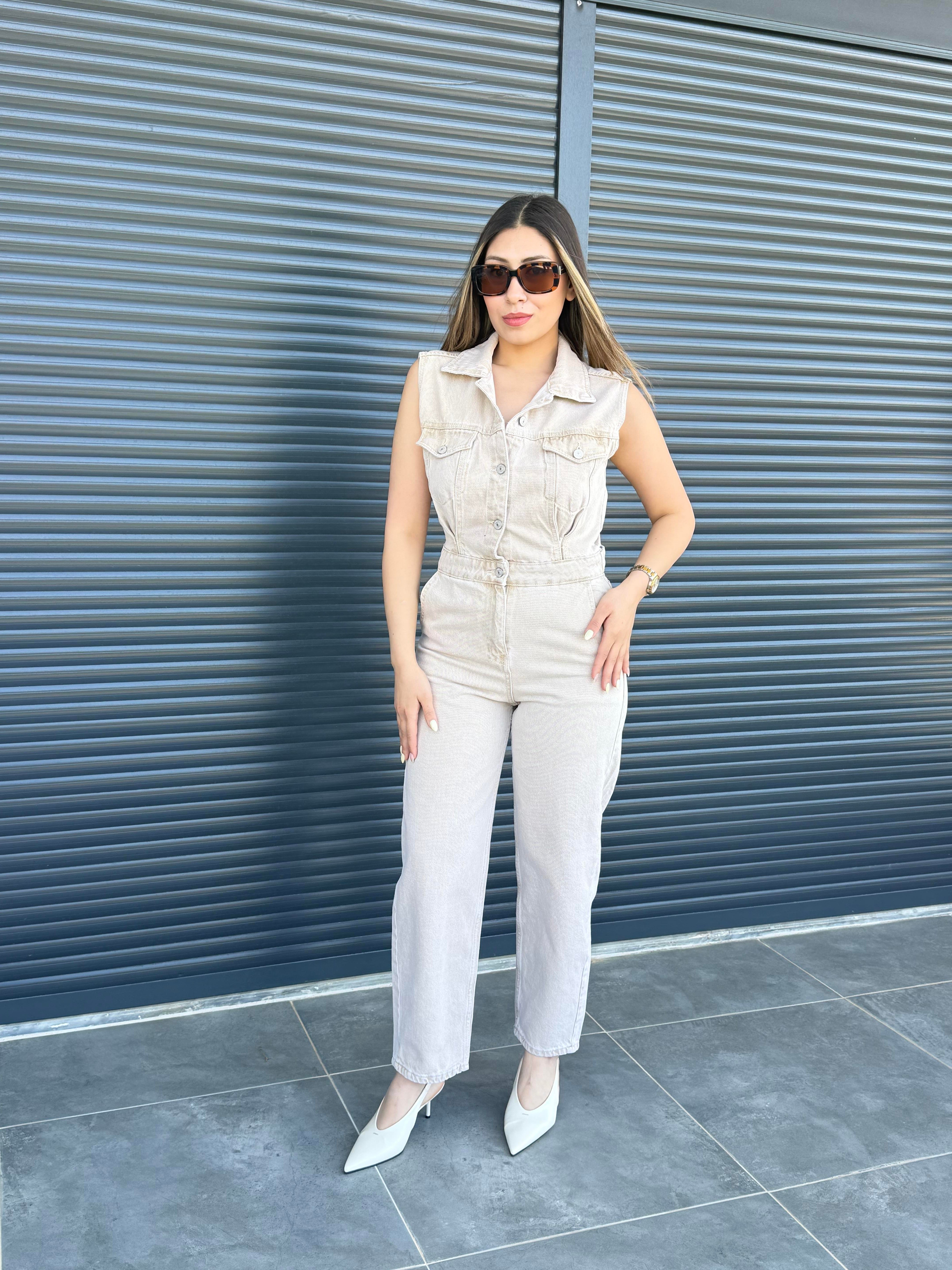 Premium Bej Denim Tulum