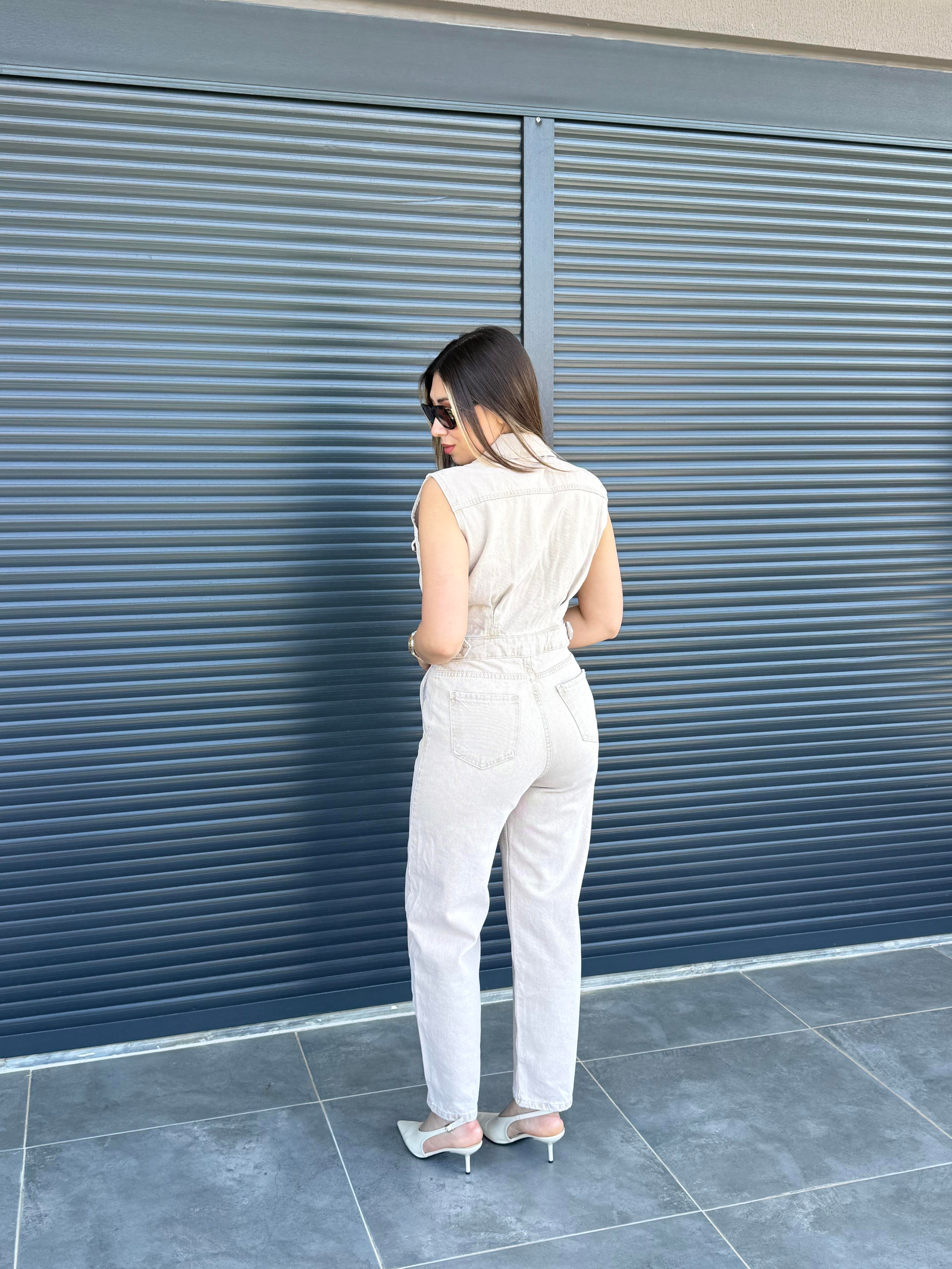 Premium Bej Denim Tulum