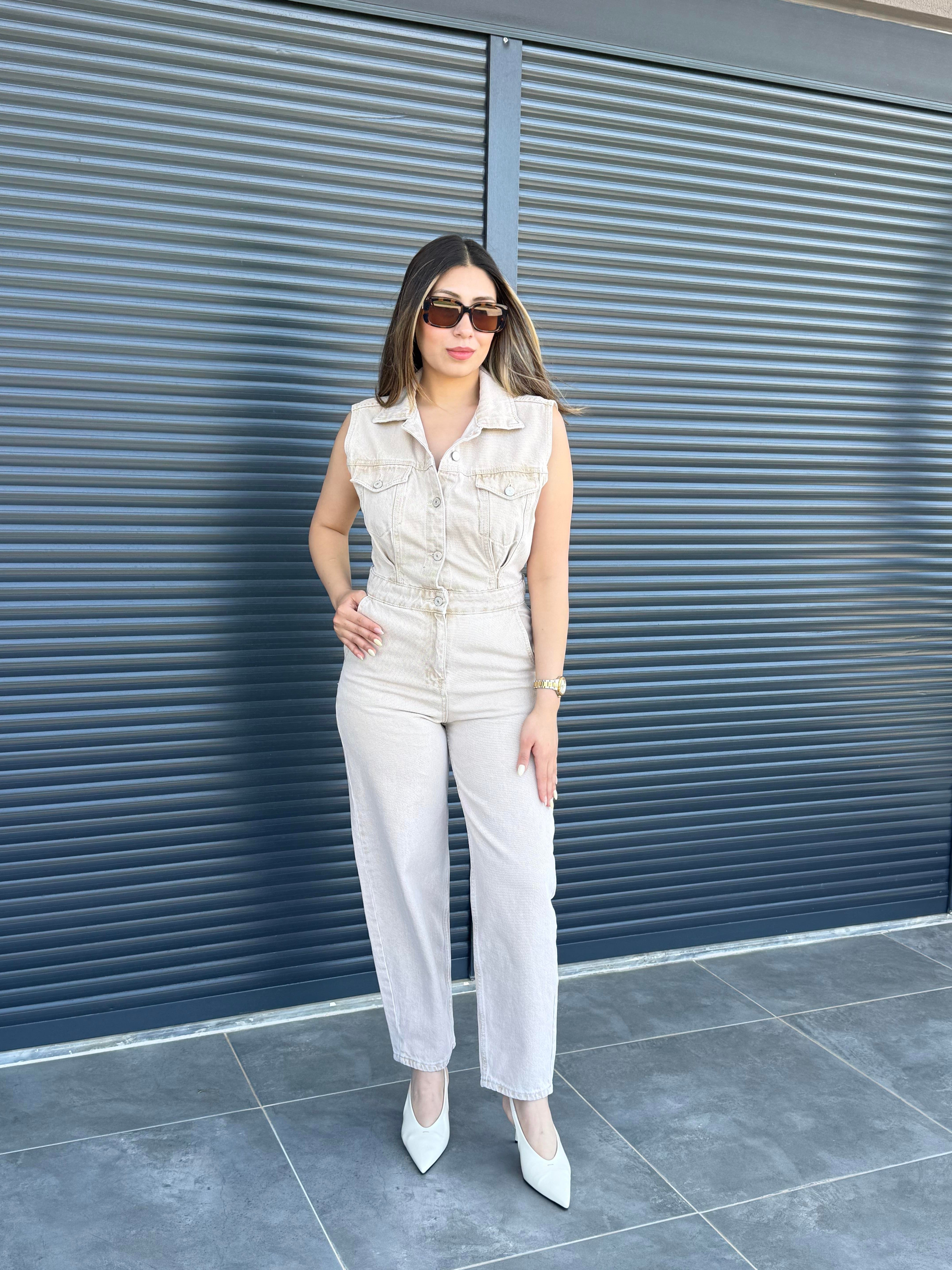 Premium Bej Denim Tulum