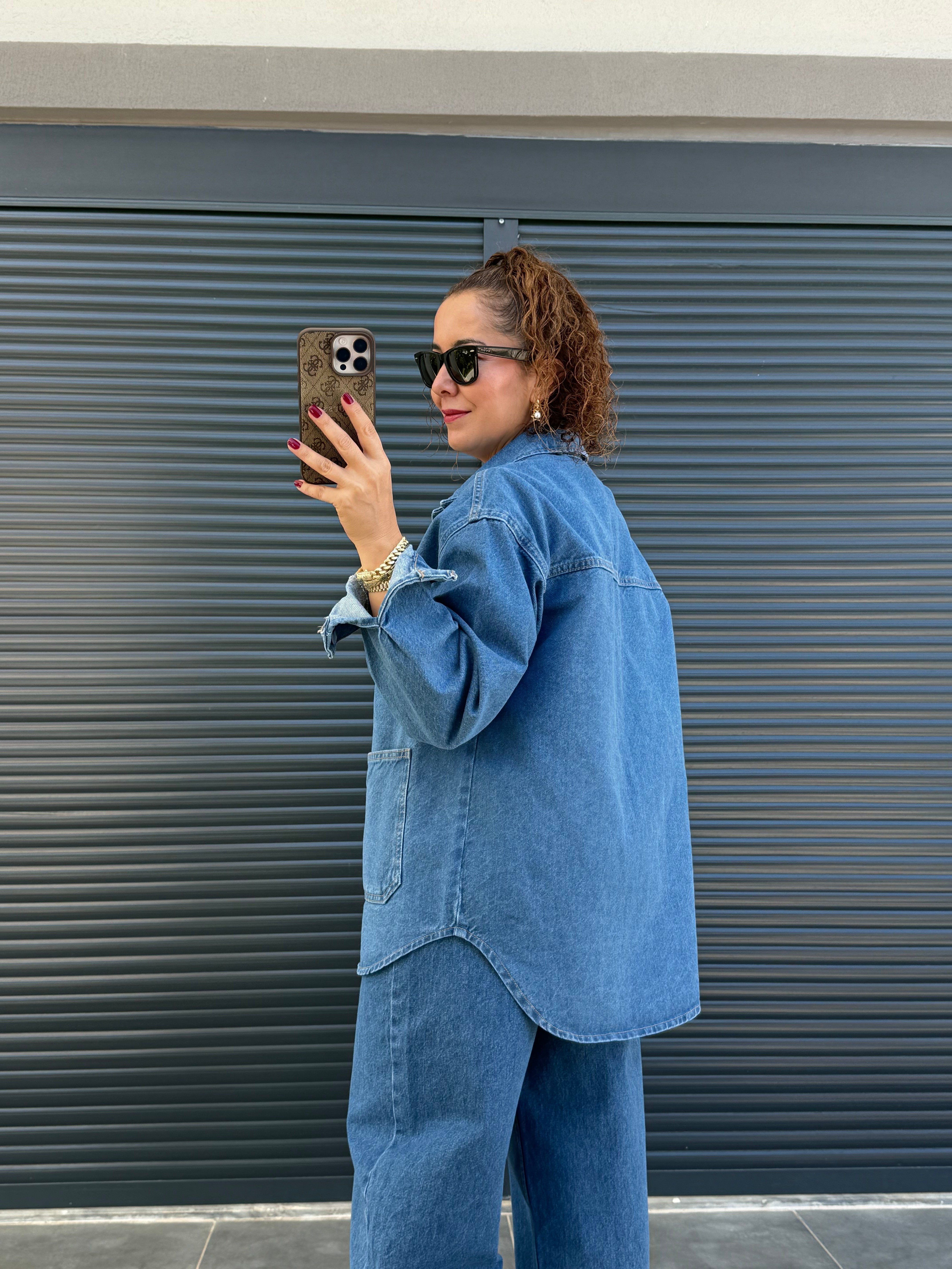 Premium Cepli Denim Ceket  Mavi
