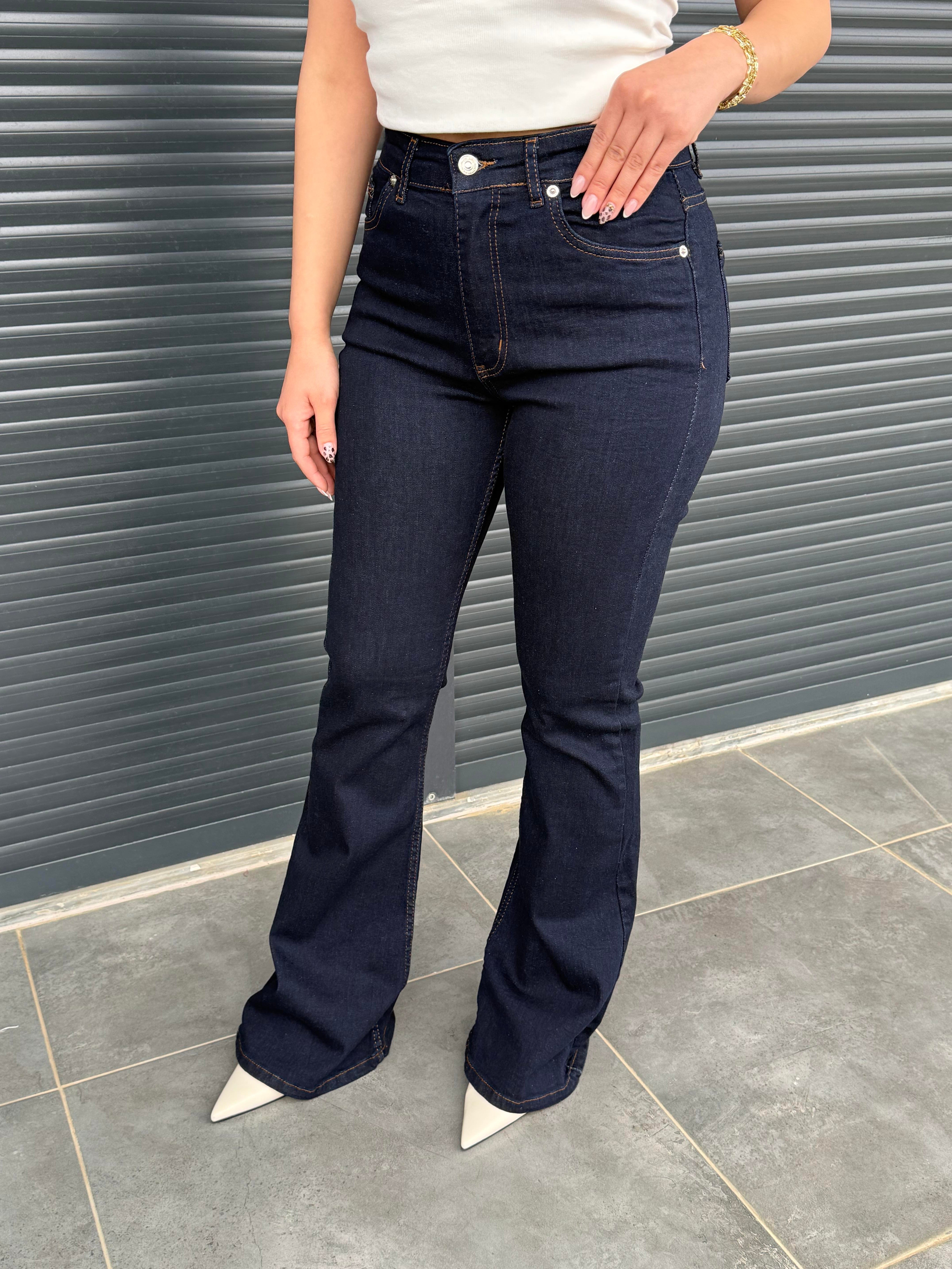 Premium İspanyol Paça Jean Lacivert