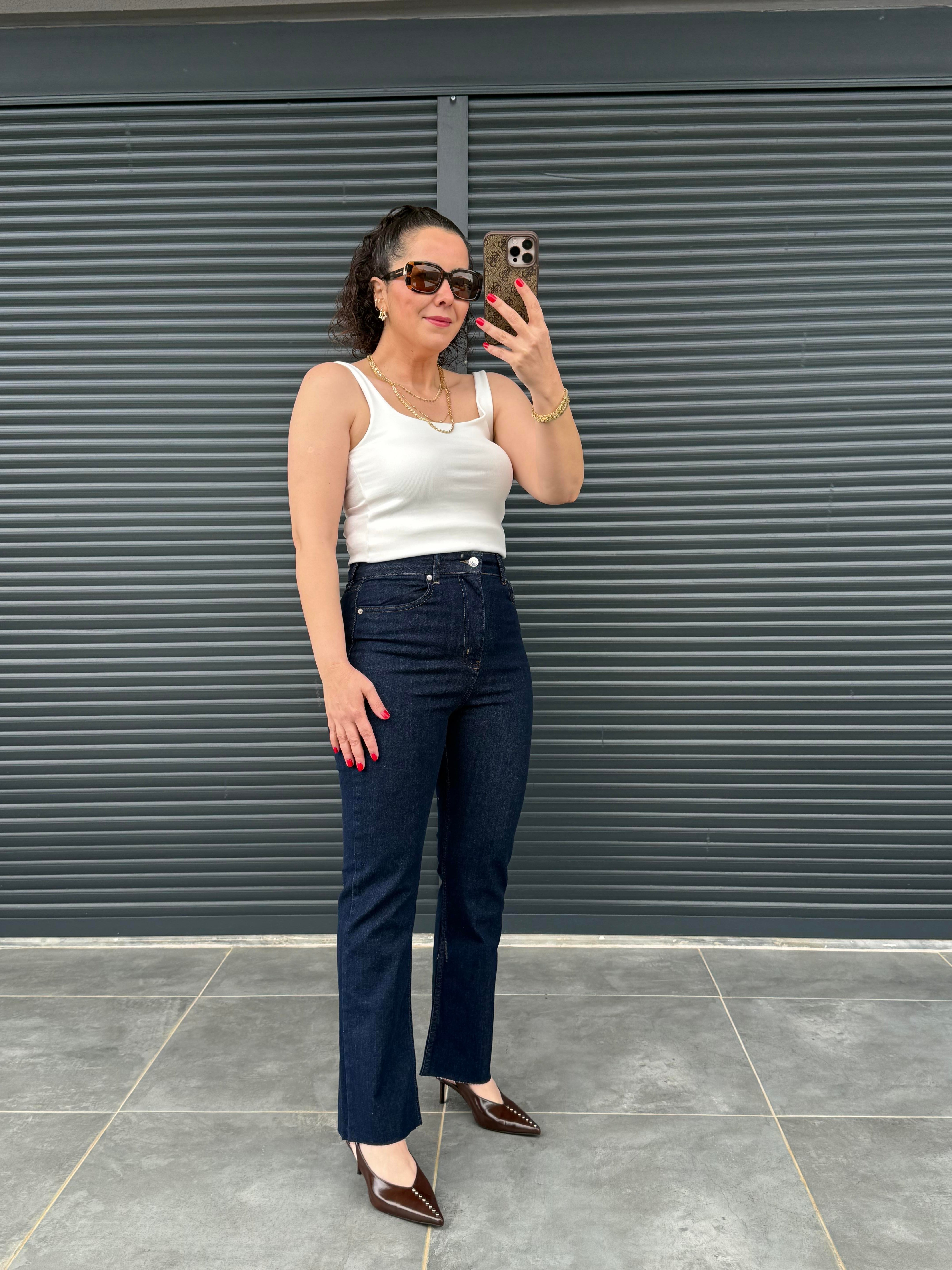 Premium Kesik Paça Boy Fit Jean Lacivert