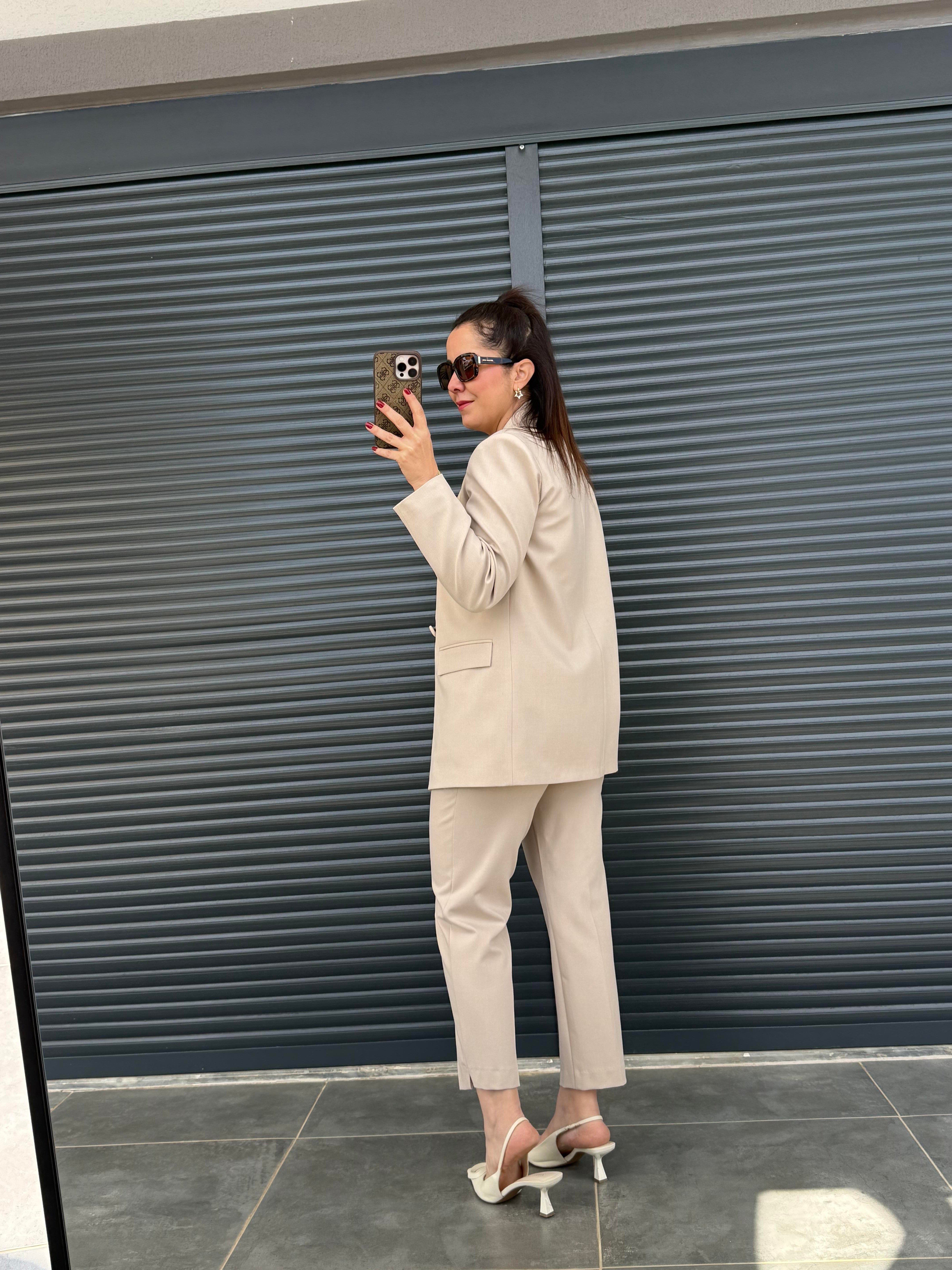 Premium Pantolon Ceket Takım Bej