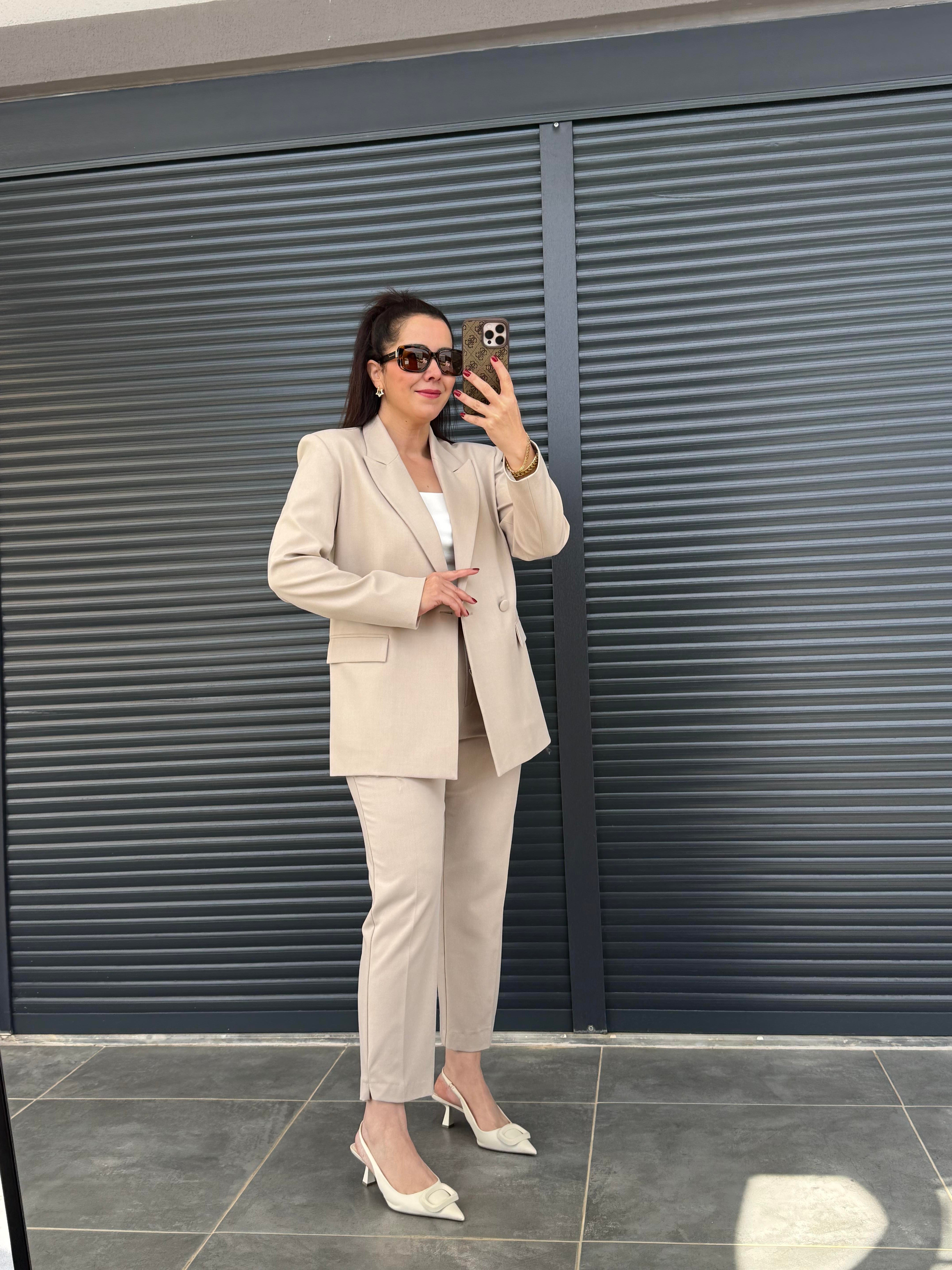 Premium Pantolon Ceket Takım Bej