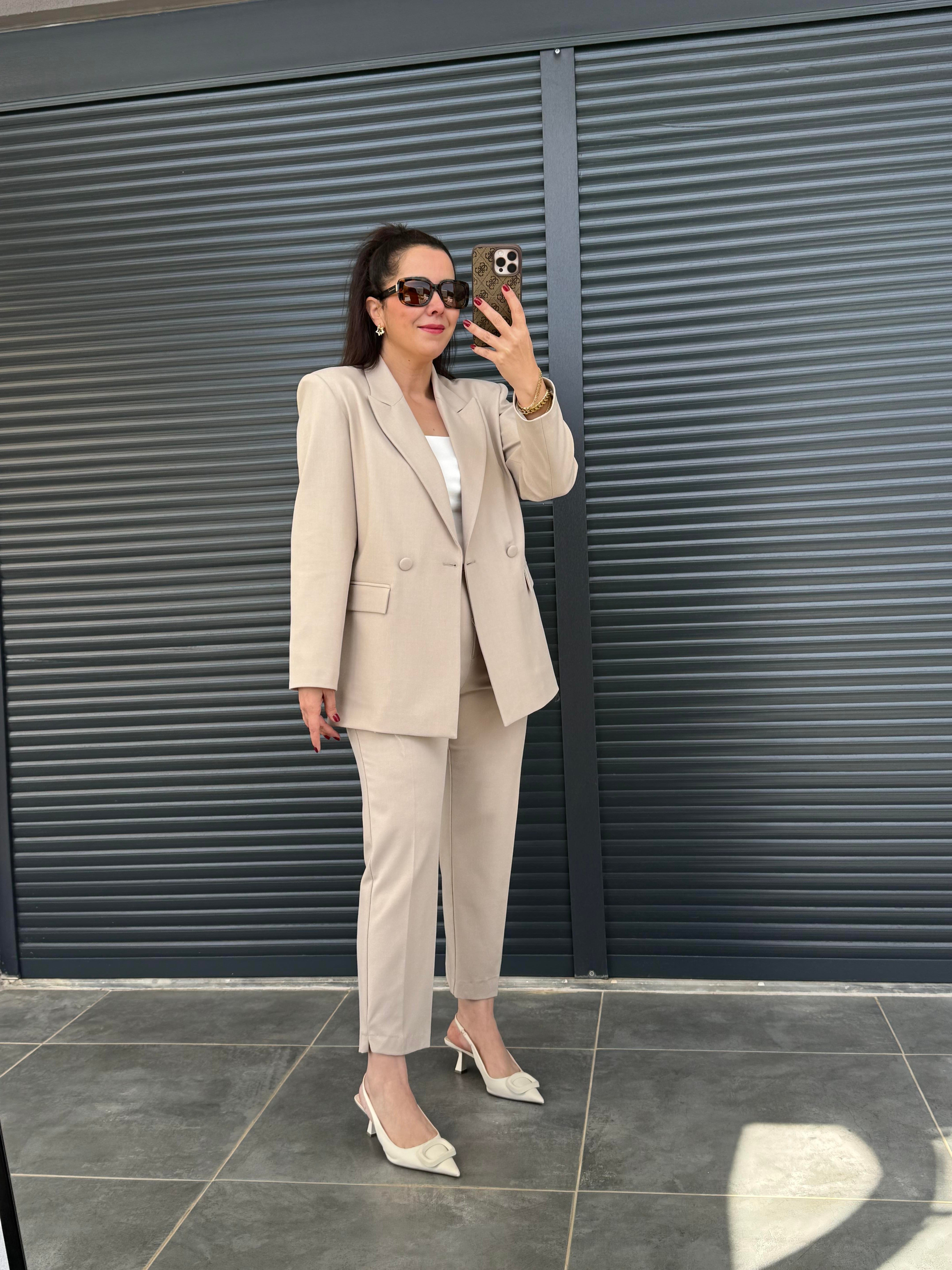 Premium Pantolon Ceket Takım Bej