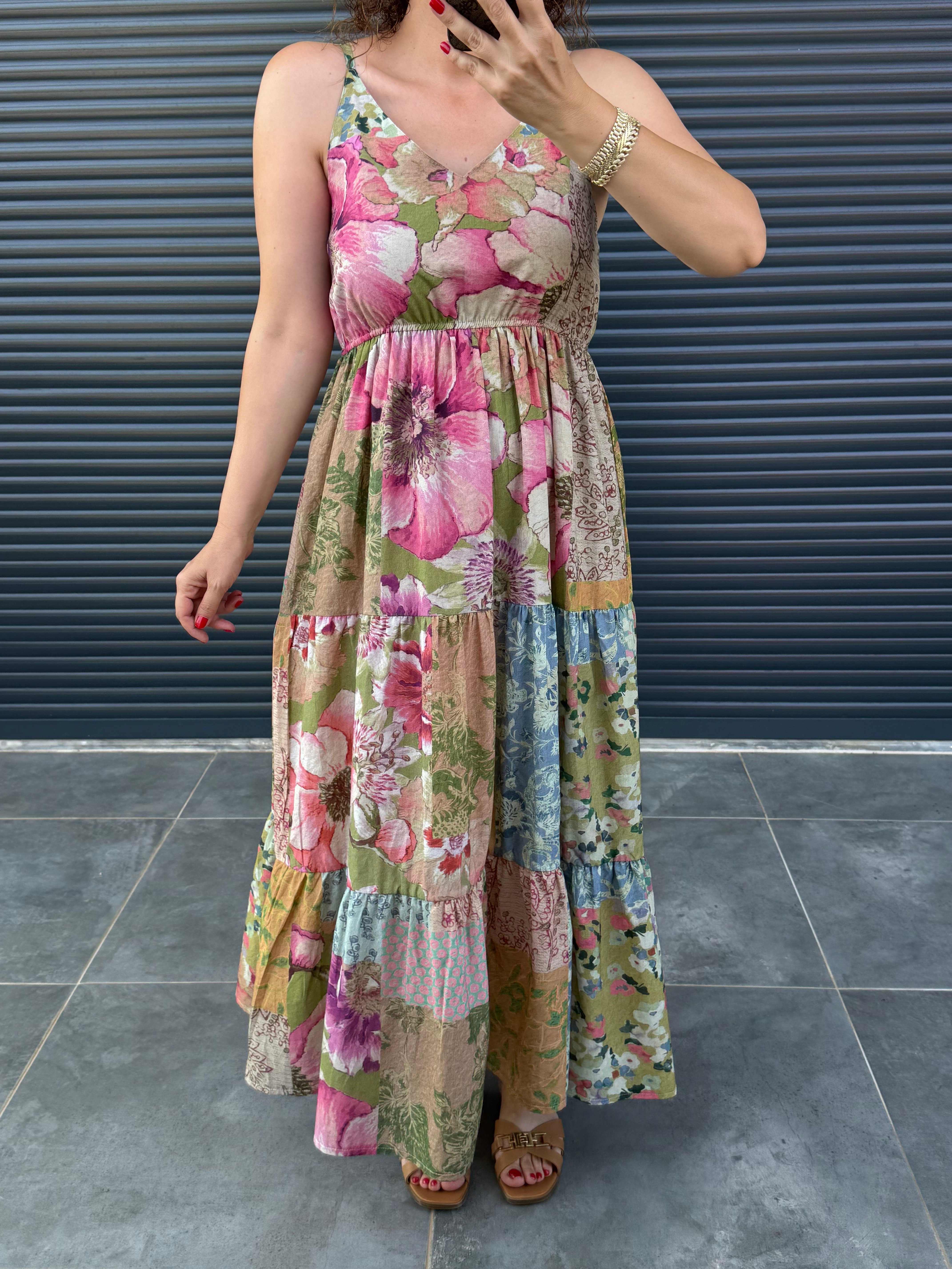Premium Patchwork Desenli Elbise
