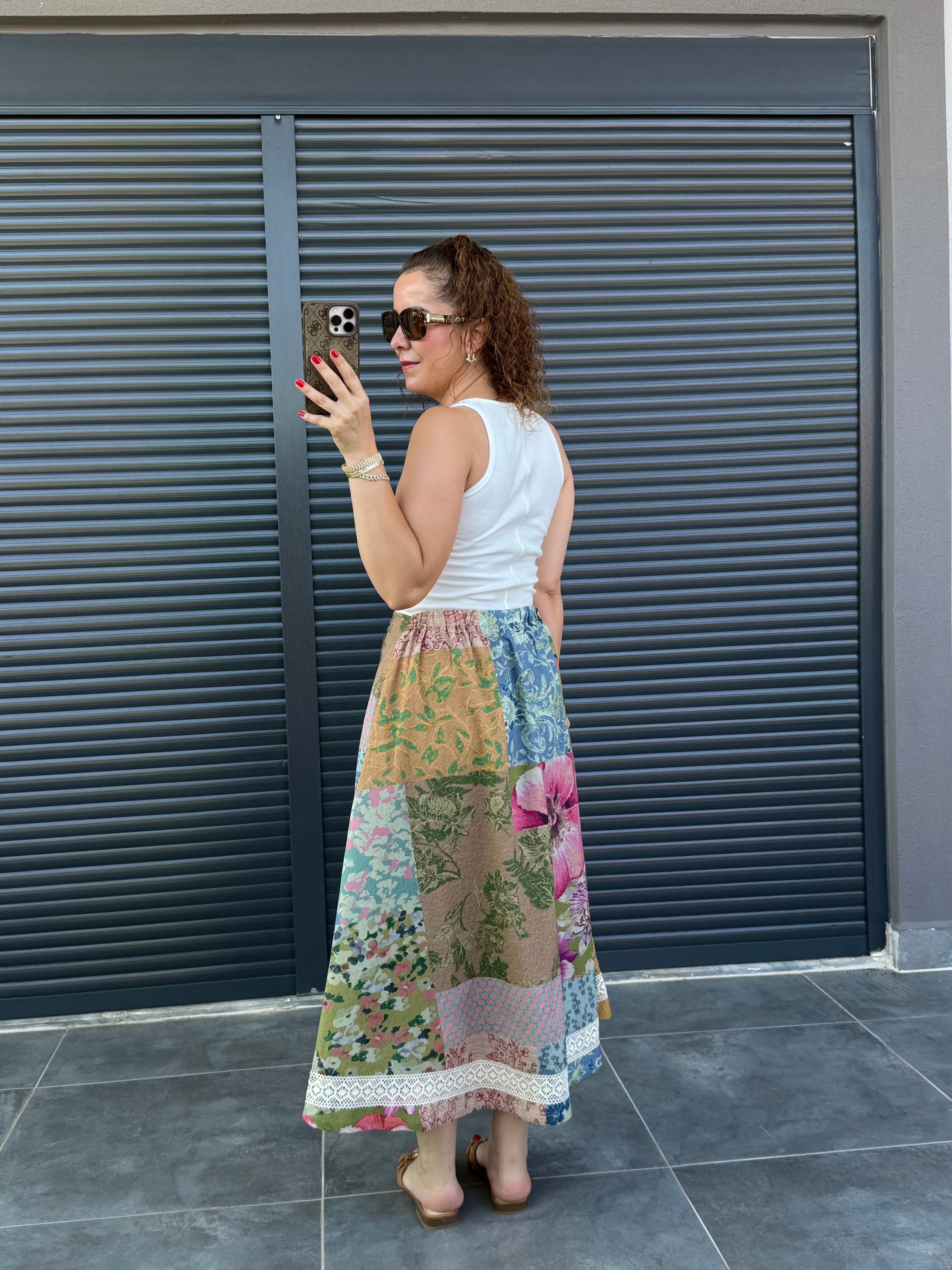 Premium Patchwork Desenli Etek