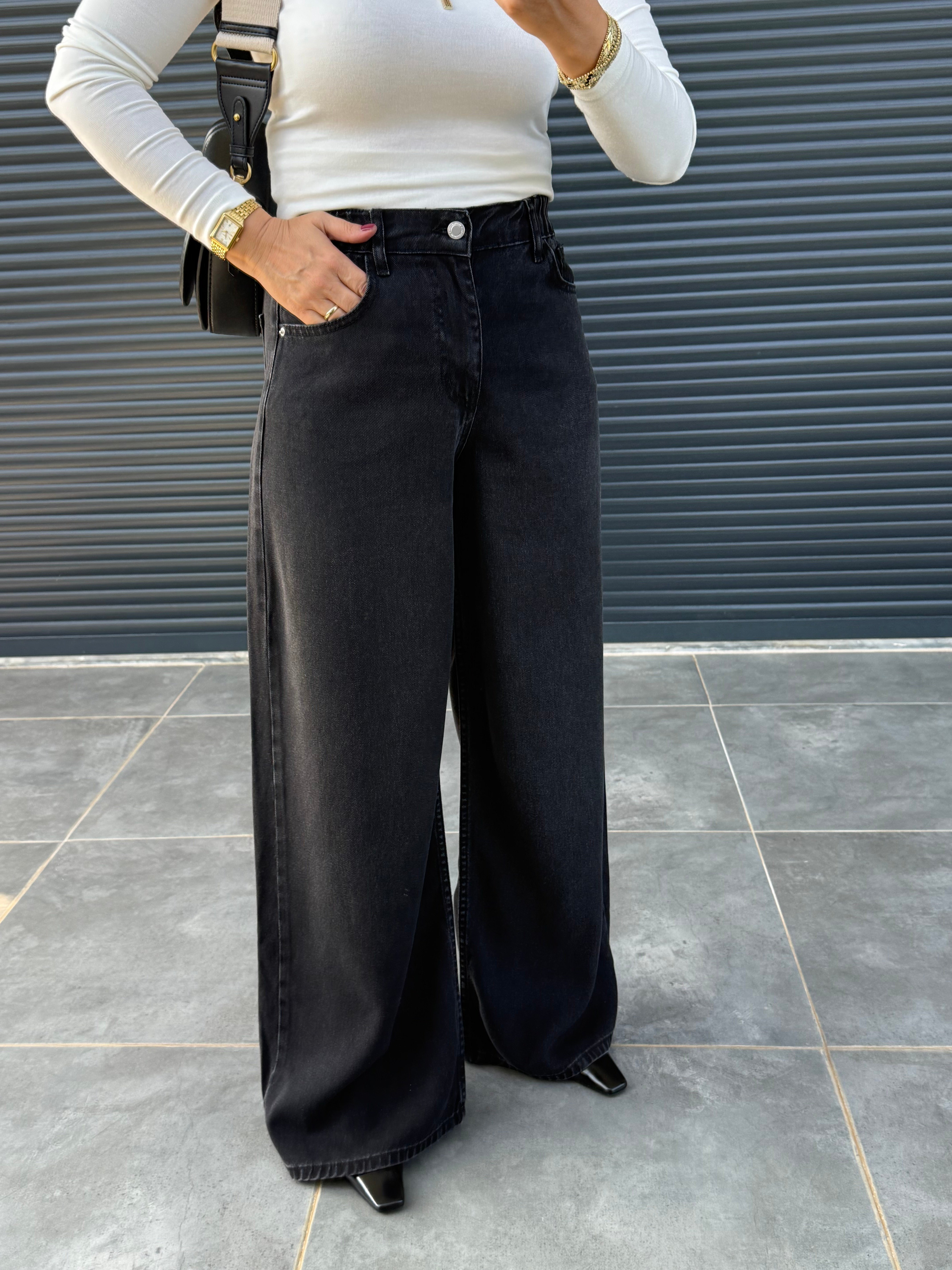 Premium Tensel Denim Palazzo Antrasit