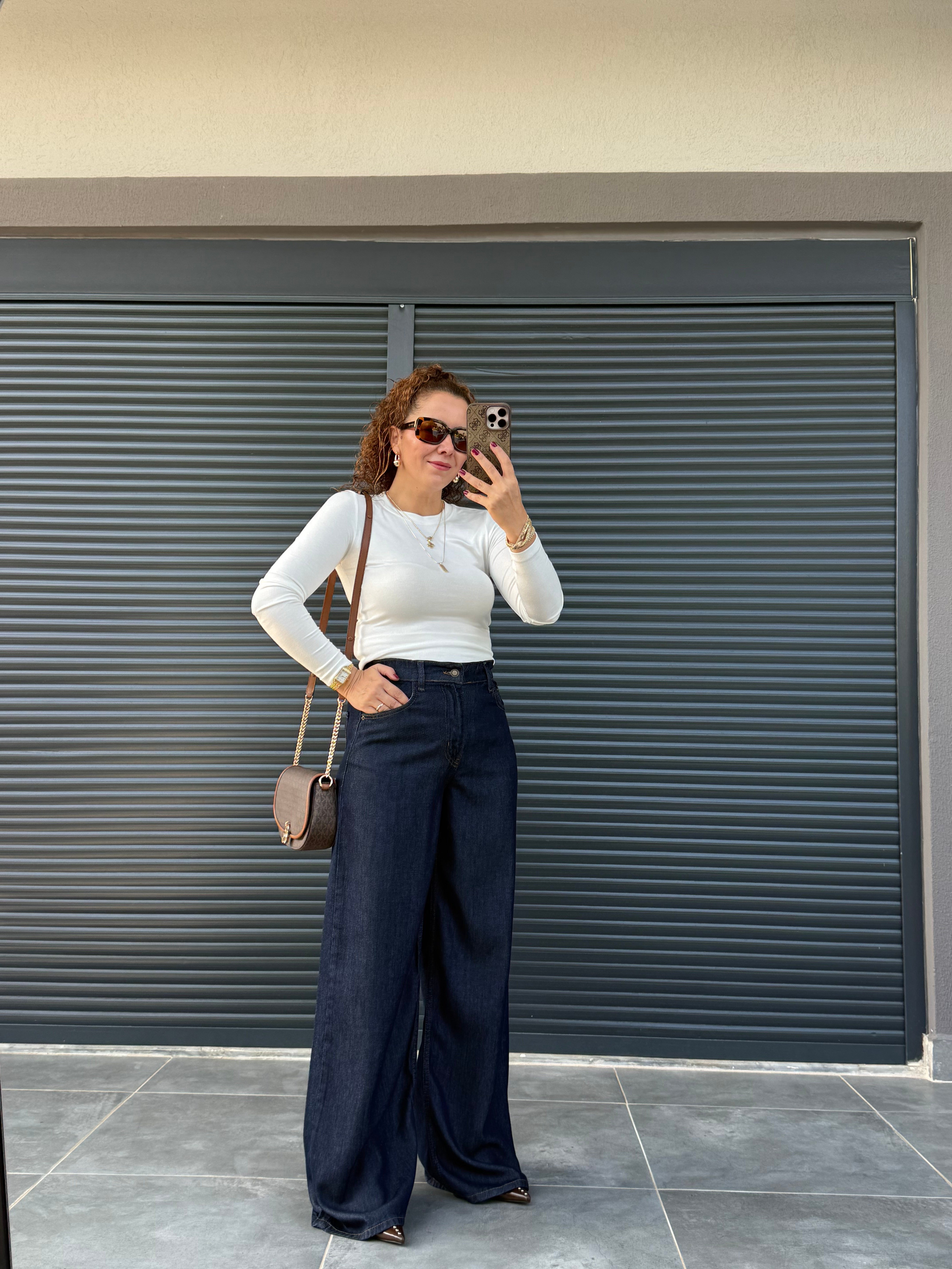 Premium Tensel Denim Palazzo Lacivert