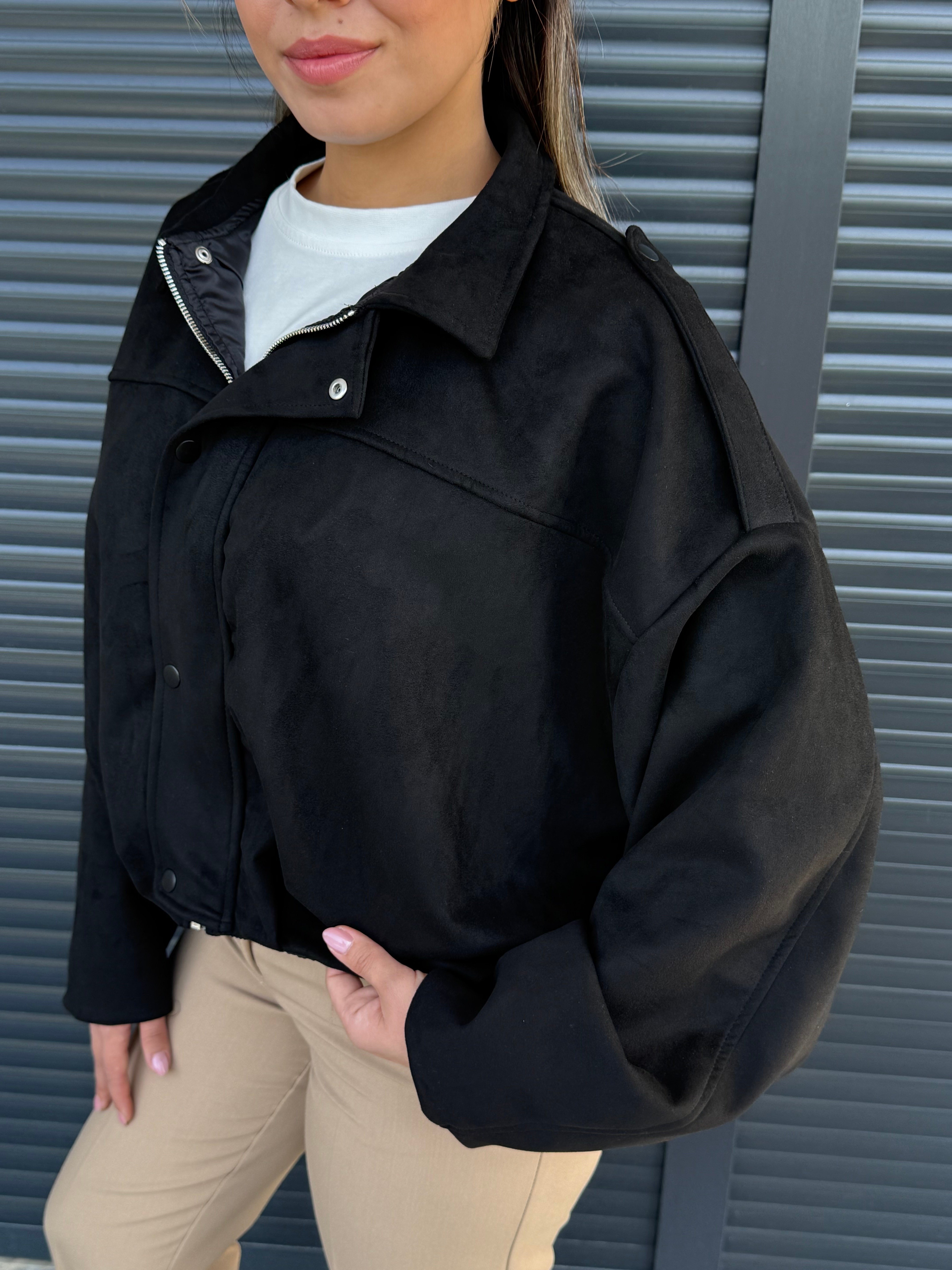 Siyah Süet Bomber Ceket