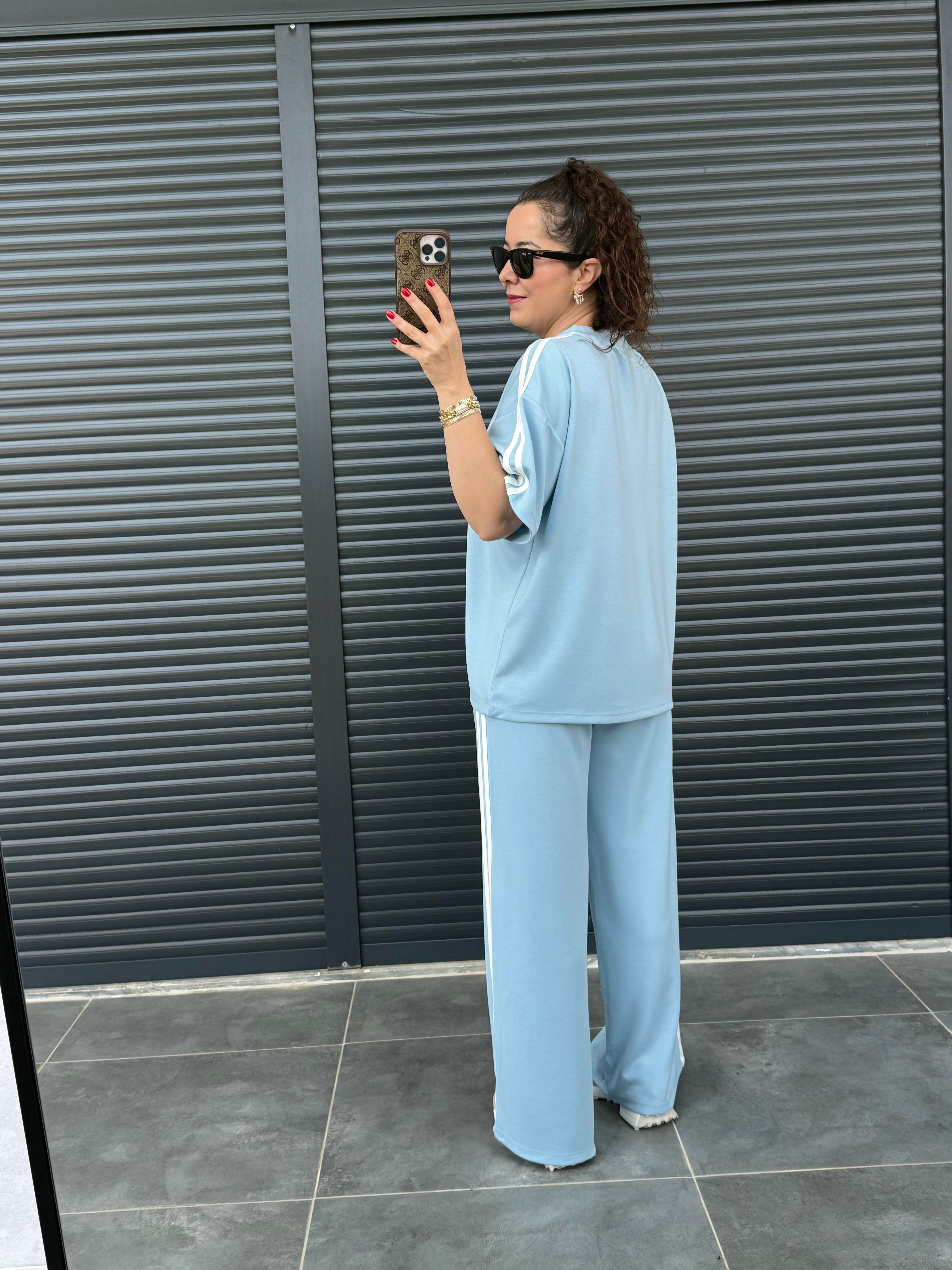 Yan Şeritli Modal Basic Takım Bebe Mavi