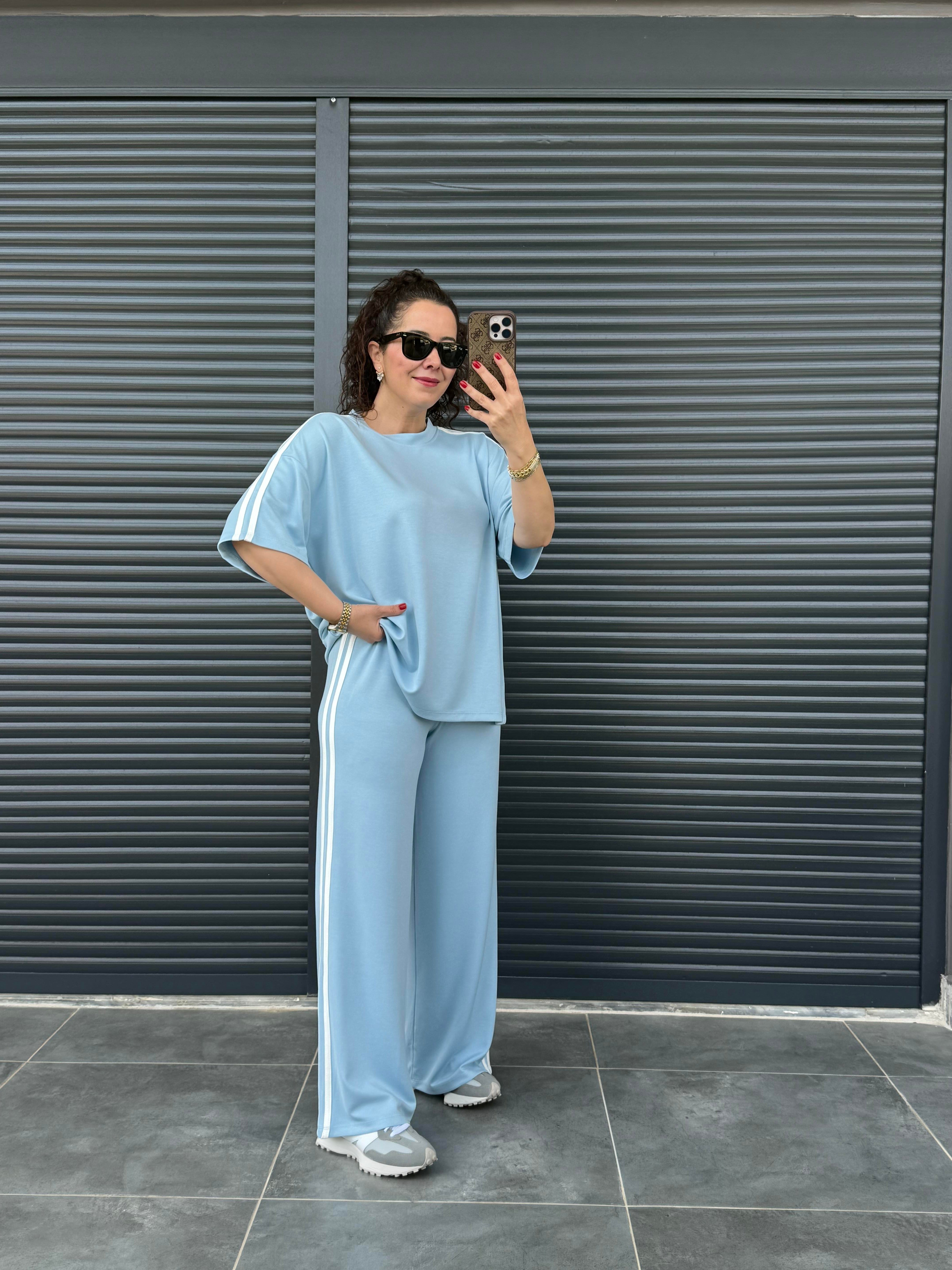 Yan Şeritli Modal Basic Takım Bebe Mavi