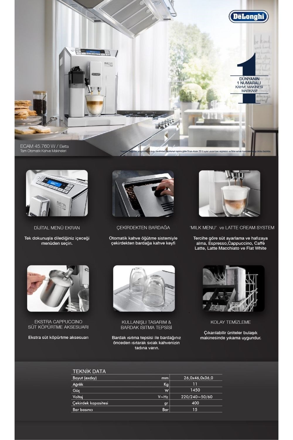 DeLonghi ECAM 45.760.W Eletta Tam Otomatik Kahve Makinesi