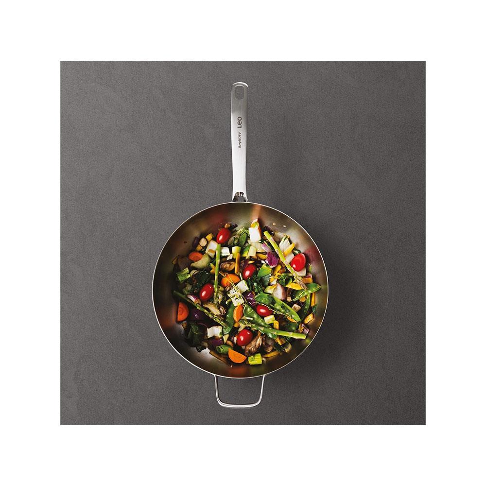 Leo Graphite Paslanmaz Çelik Wok Tava 28cm (Teşhir & Outlet)