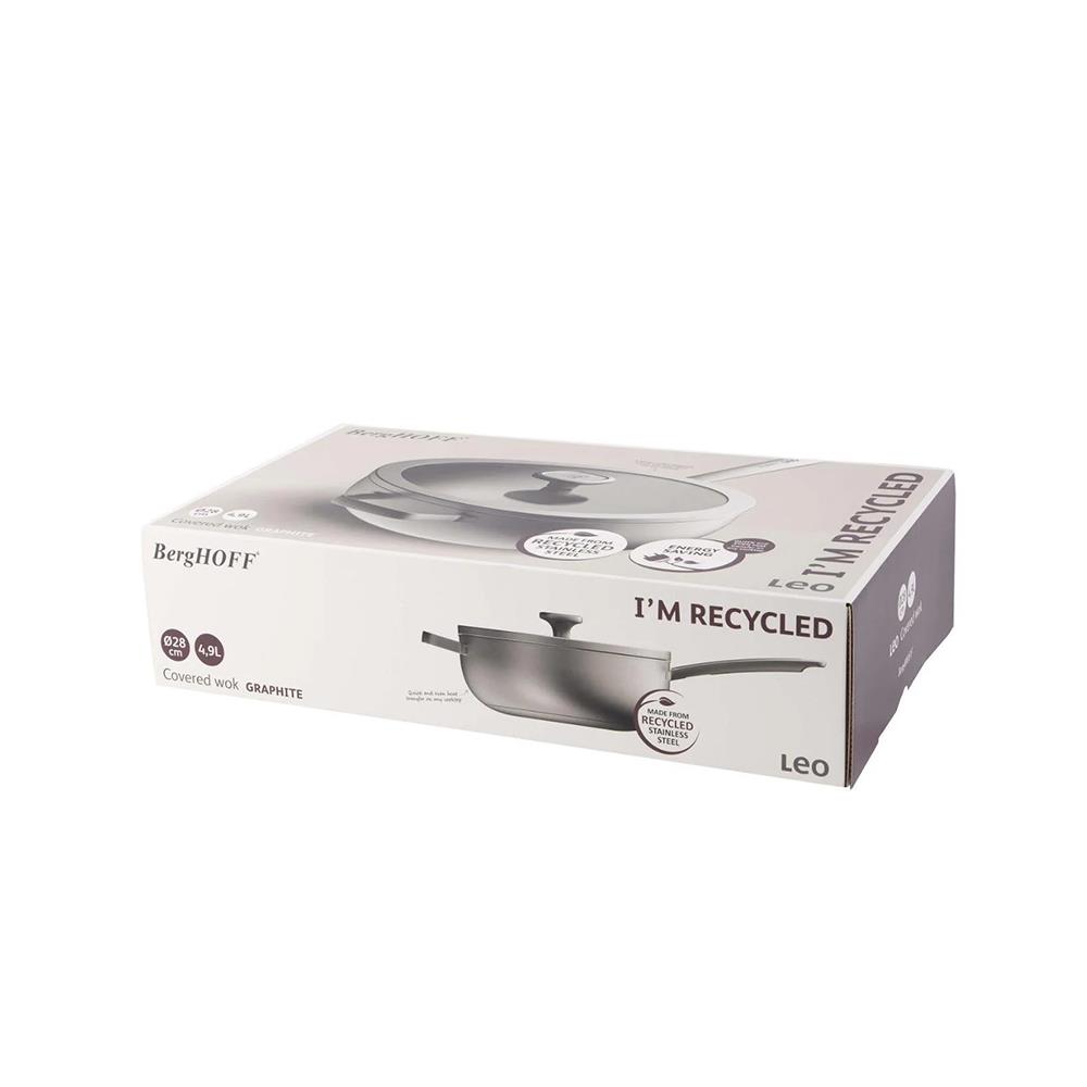 Leo Graphite Paslanmaz Çelik Wok Tava 28cm (Teşhir & Outlet)