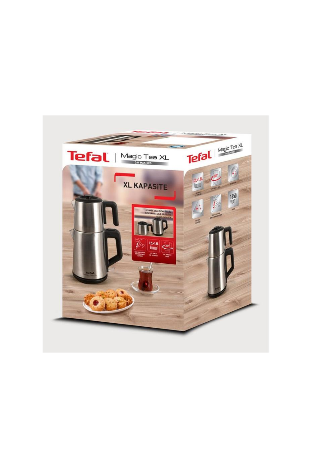Tefal Magic Tea XL Gümüş Çelik Çay Makinesi 1650W (Teşhir & Outlet)
