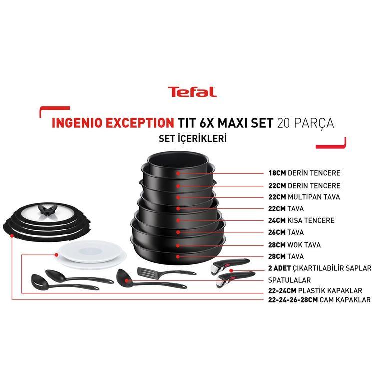 Tefal Titanyum 6X Ingenio Exception Maxi Set 20 Parça (Teşhir & Outlet)