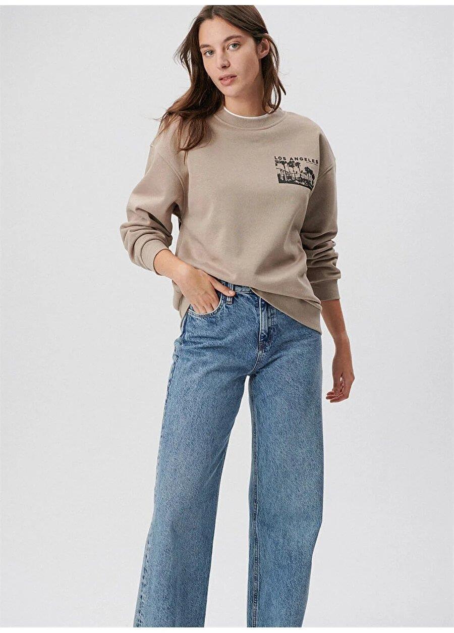 mavi kadın bisiklet yaka sweatshirt m1s1001923KSM1S10019-MV232MAVİ