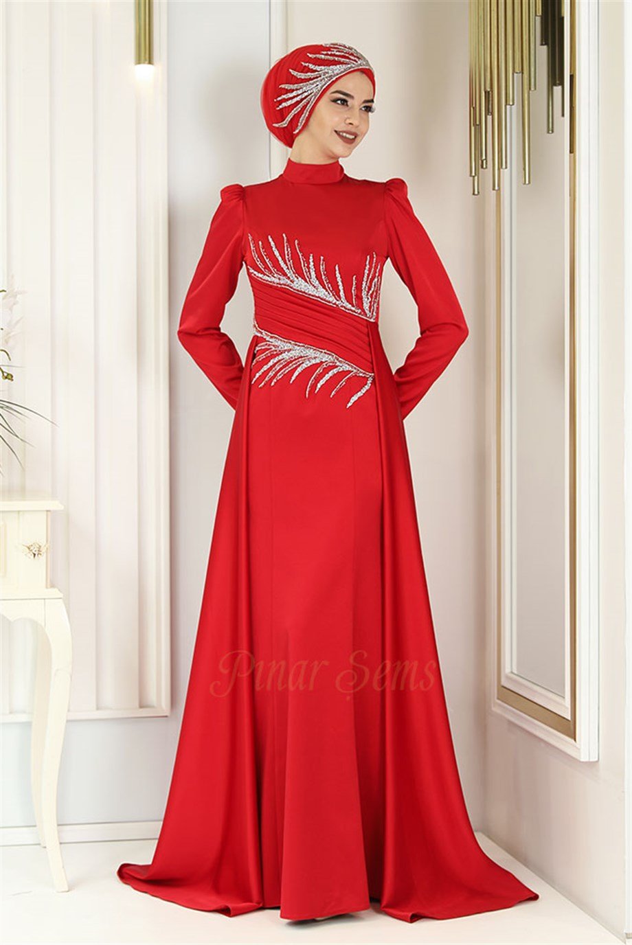 Pınar Şems Anka Abiye Kırmızı