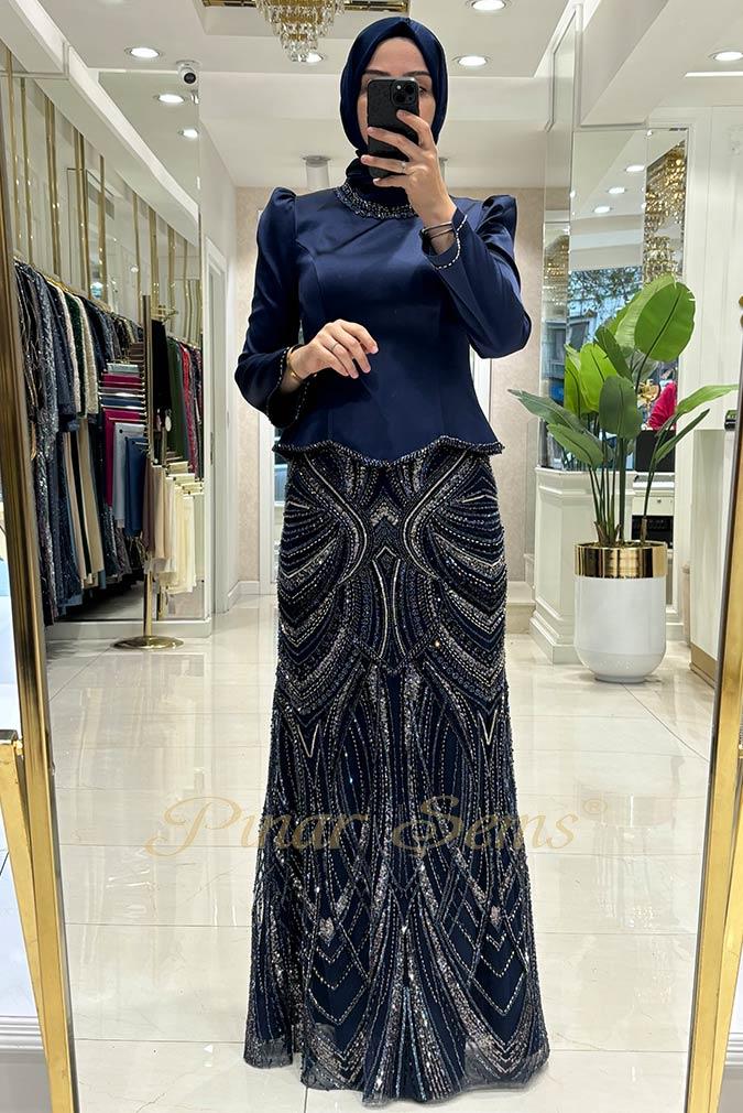 Pınar Şems Berceste Abiye Lacivert