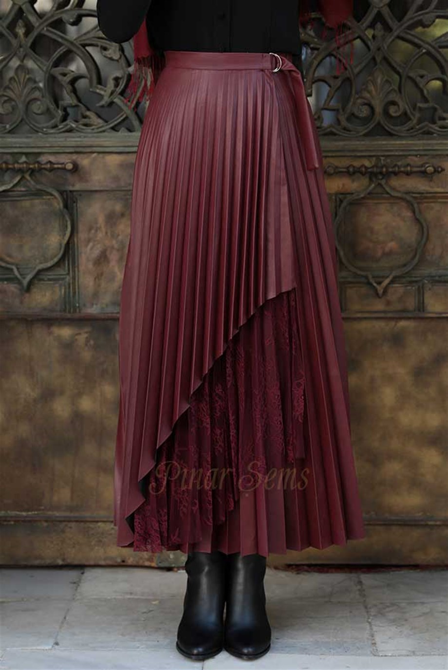 Pınar Şems Elif Etek Bordo