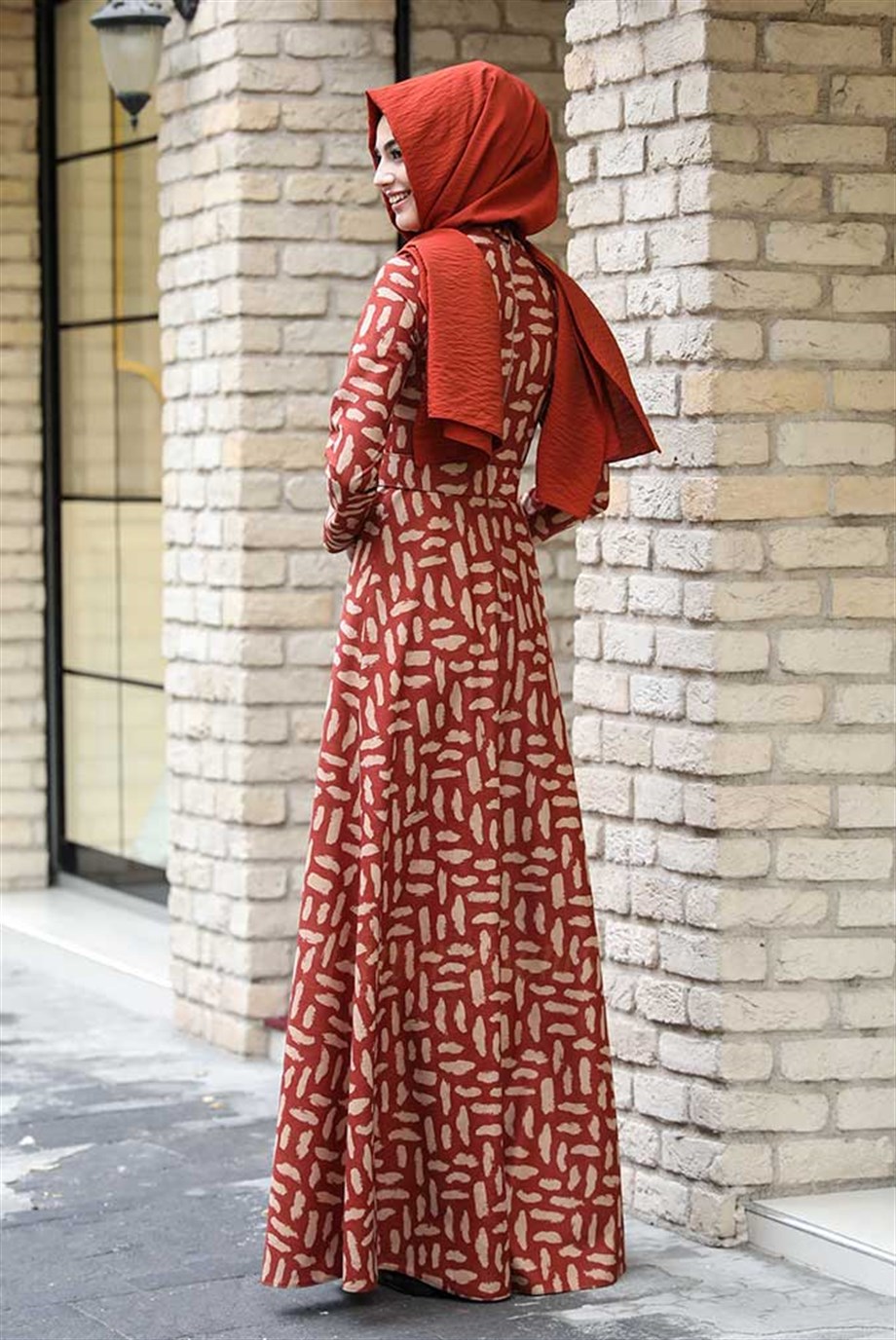 Pınar Şems Kışlık Leopar Elbise Kiremit