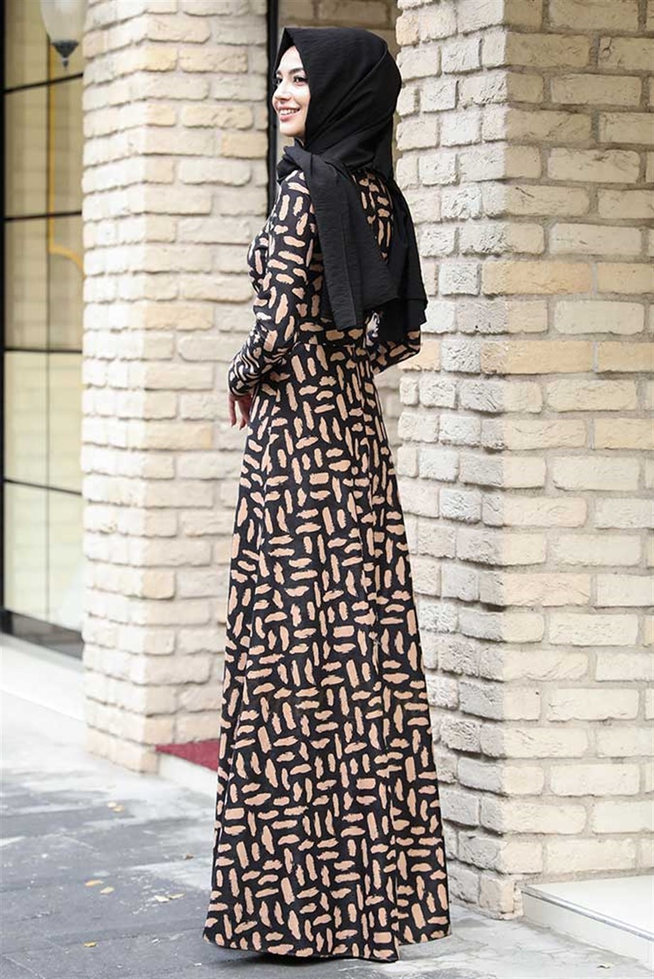 Pınar Şems Kışlık Leopar Elbise Siyah