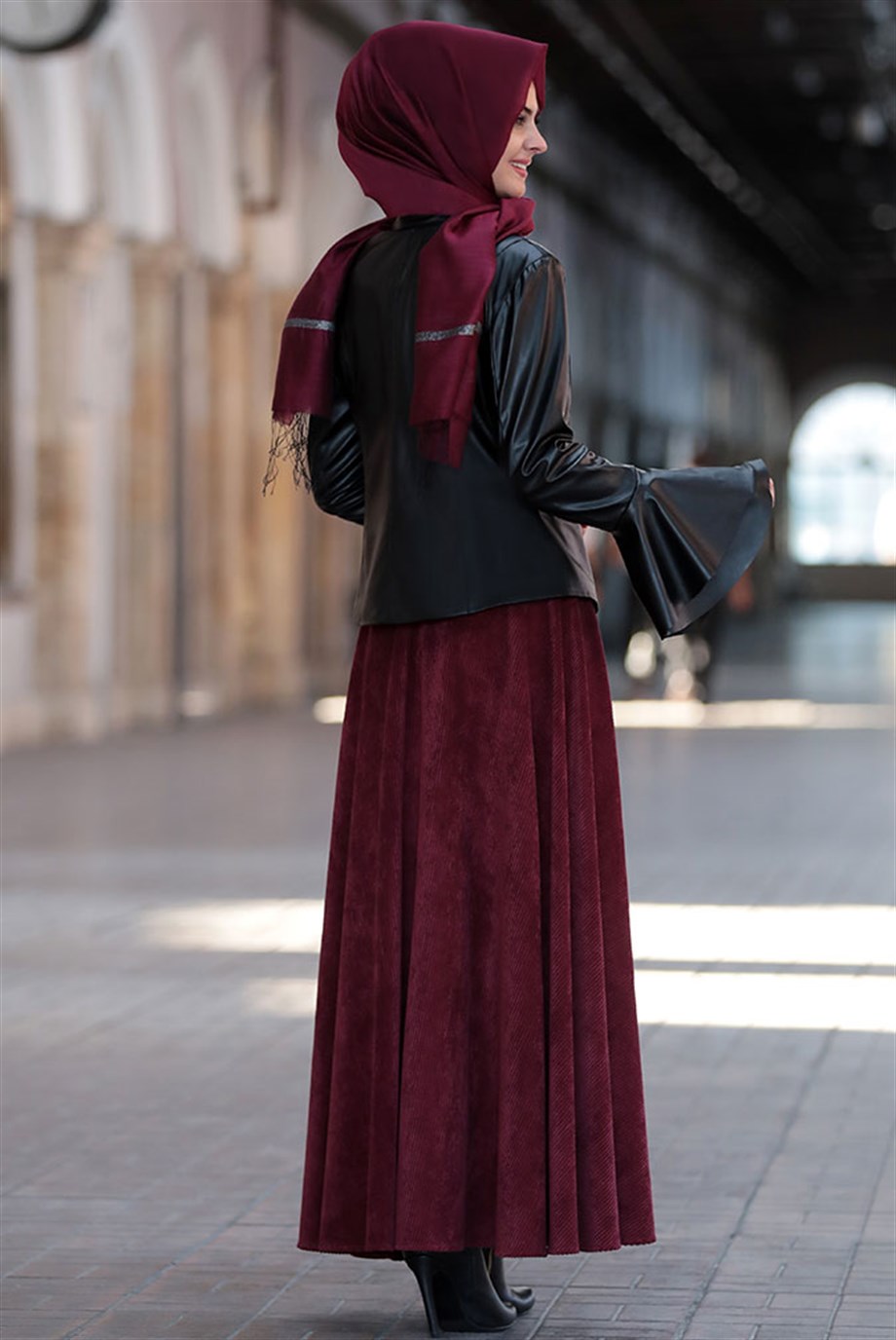 Pınar Şems Meltem Etek Bordo