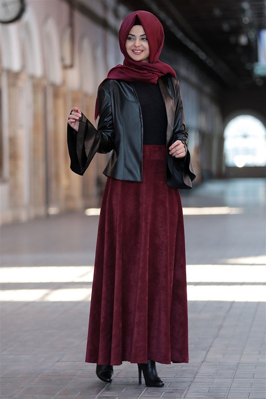 Pınar Şems Meltem Etek Bordo