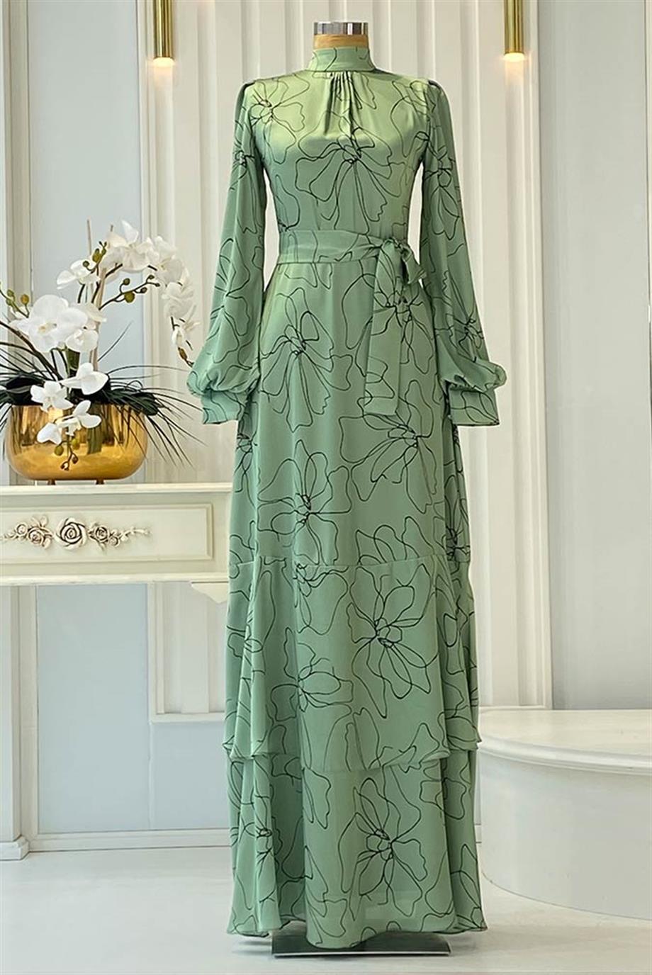 Pınar Şems Nilüfer Elbise Yeşil