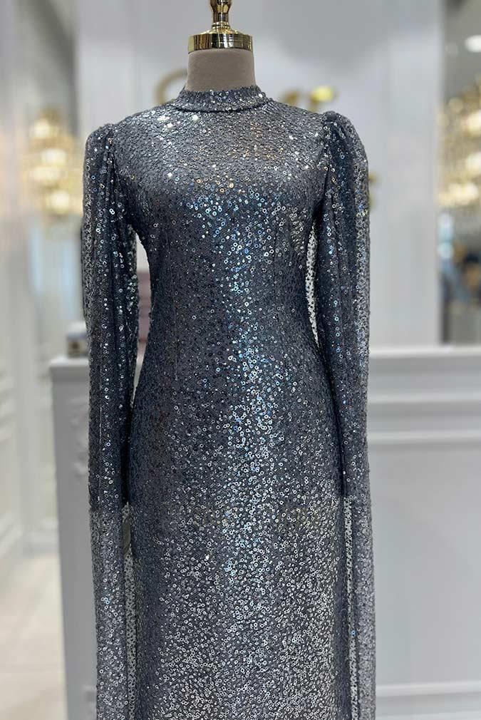 Pınar Şems Sürpriz Abiye Antrasit