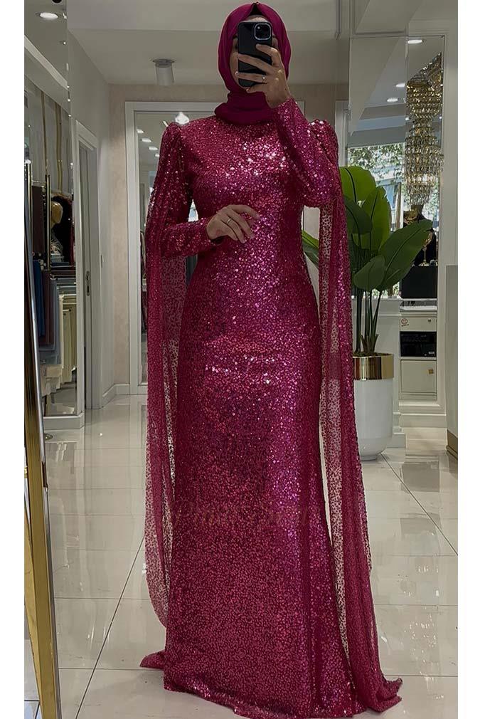 Pınar Şems Sürpriz Abiye Fuşya