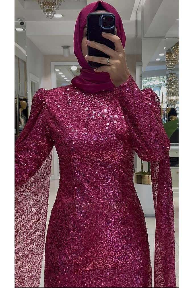 Pınar Şems Sürpriz Abiye Fuşya