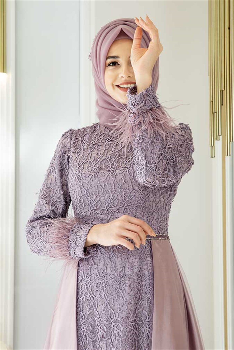 Pınar Şems Yeni Sarmaşık Abiye Leylak