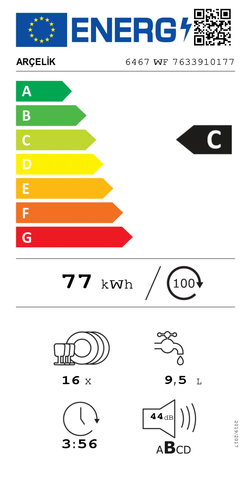 Arçelik 6467 WF 6 Programlı Bulaşık Makinesi