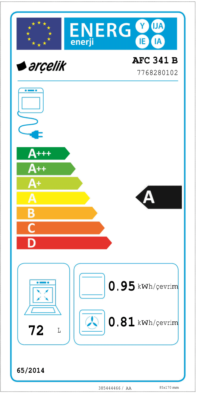 Arçelik AFC 341 B Buhar Destekli Fırın
