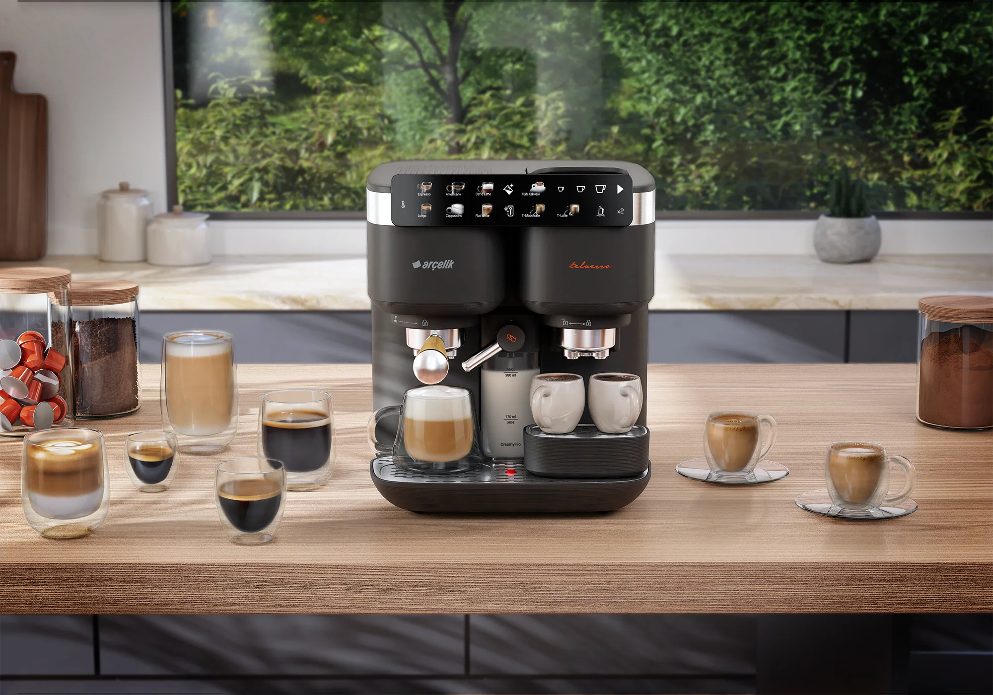 Arçelik TEM 9690 Telvesso Türk Kahvesi Makinesi & Yarı Otomatik Espresso Makinesi