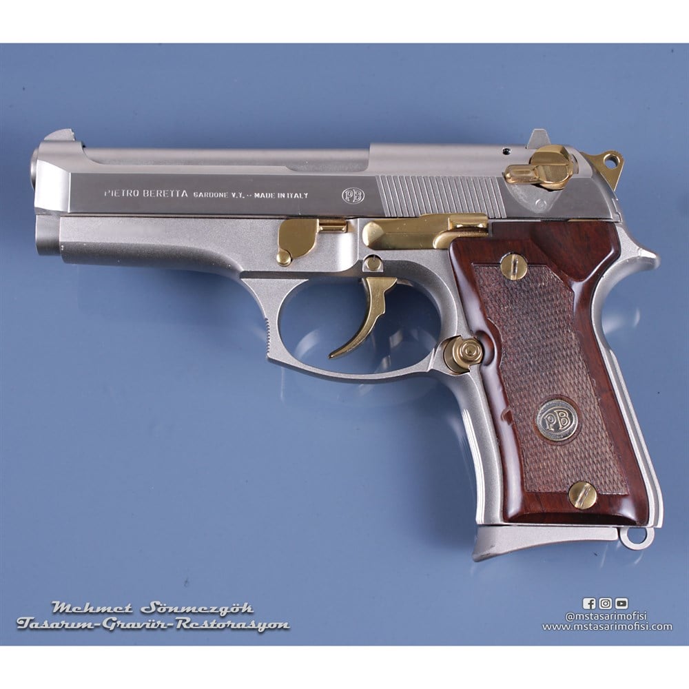 Beretta 92FS Compact Kaplama // Akımsız Nikel,Parçalar Sarı
