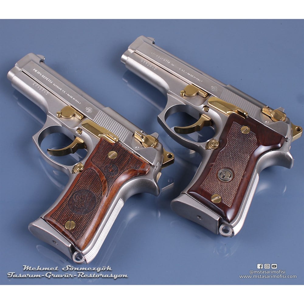 Beretta 92FS Compact Kaplama // Akımsız Nikel,Parçalar Sarı