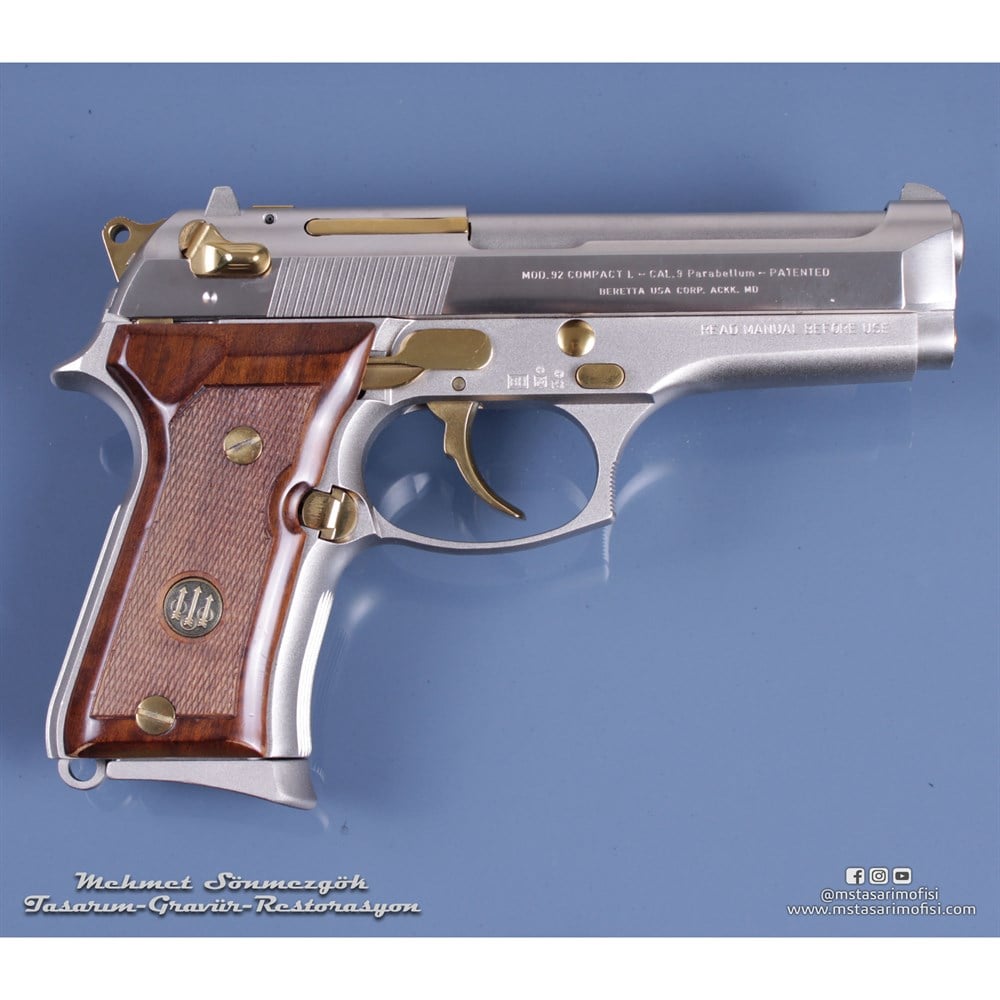 Beretta 92FS Compact Kaplama // Akımsız Nikel,Parçalar Sarı