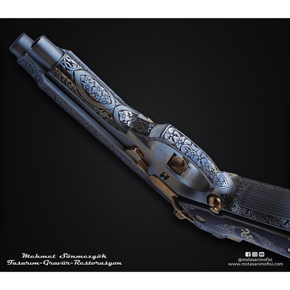 Beretta 92FS Gravür // Çiçek Desenli Özel Gravür