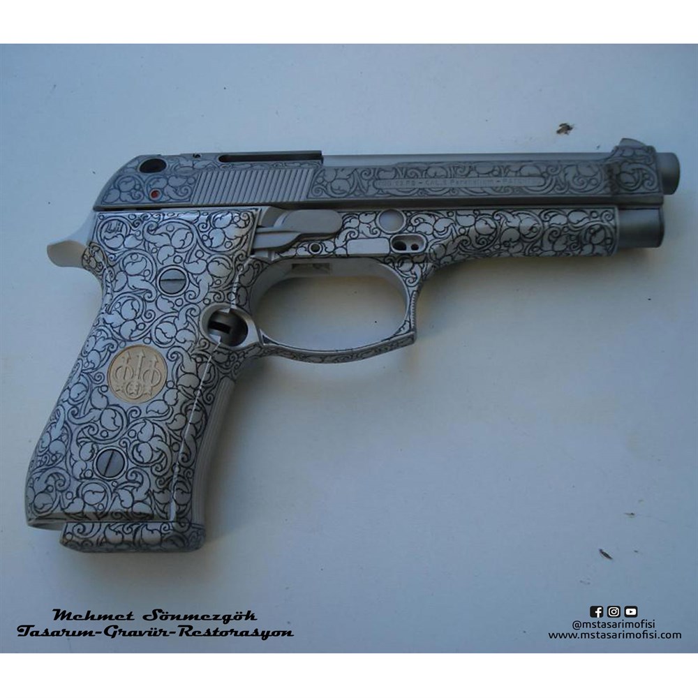 Beretta 92FS Gravür // Full Desen Özel Tasarım Gravür