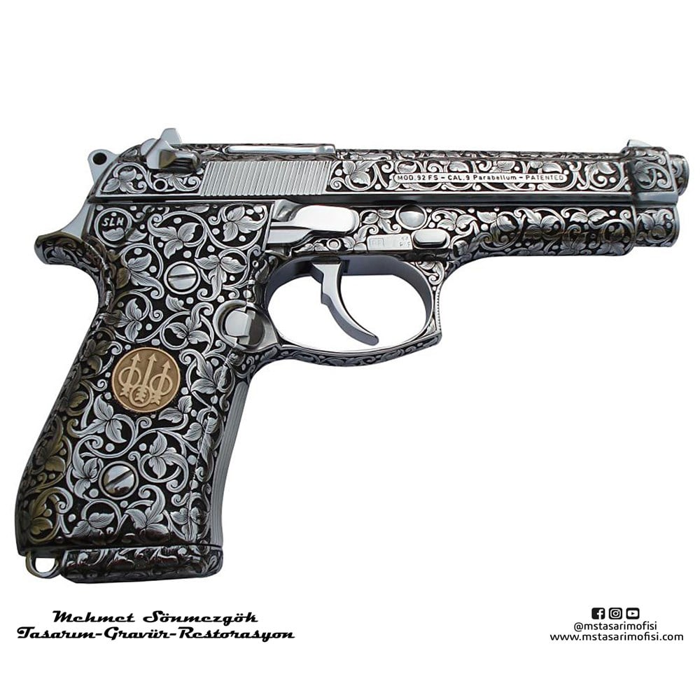 Beretta 92FS Gravür // Full Desen Özel Tasarım Gravür