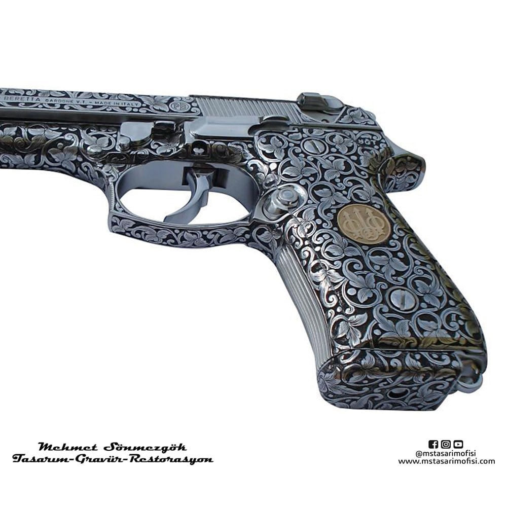 Beretta 92FS Gravür // Full Desen Özel Tasarım Gravür