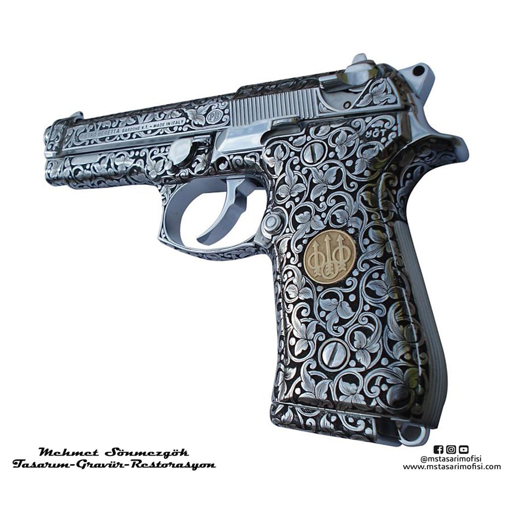 Beretta 92FS Gravür // Full Desen Özel Tasarım Gravür